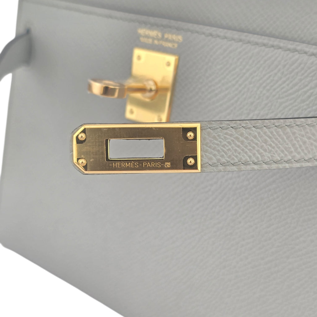 Hermes Mini Kelly II Epsom Bleu Glacier Gold Hardware HERMES