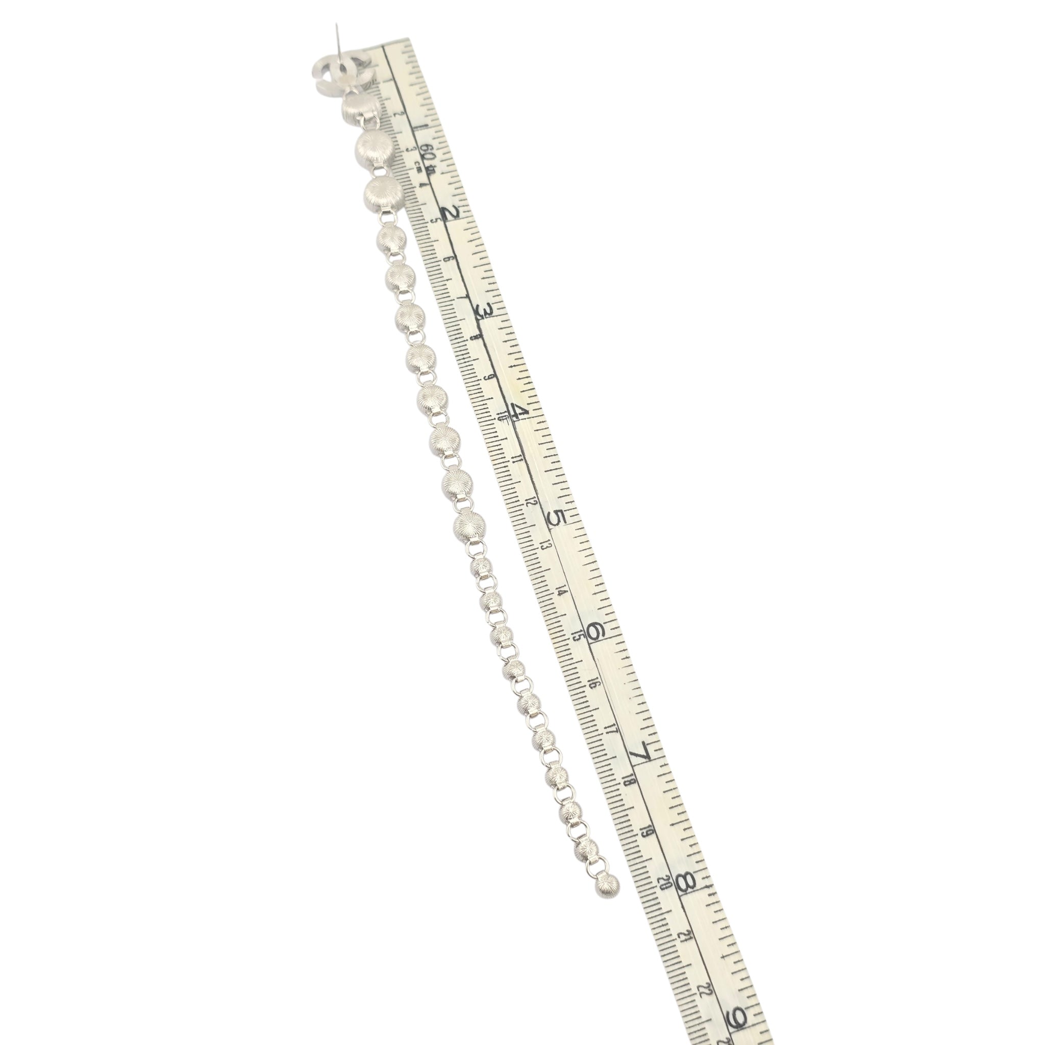 Chanel CC Crystal Long Drop Silver Earrings 23SS CHANEL