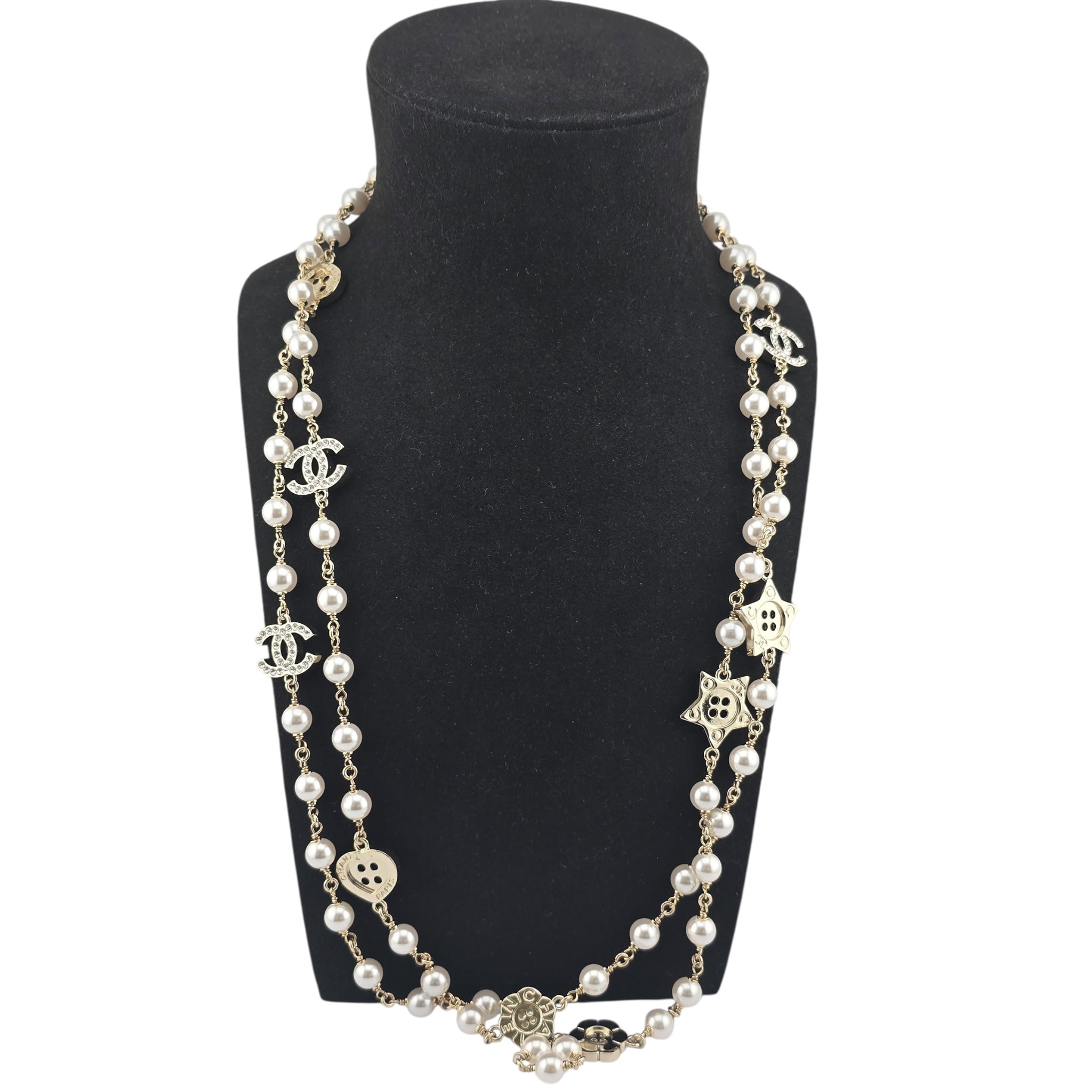 Chanel CC Faux Pearl Gold Long Necklace 2026