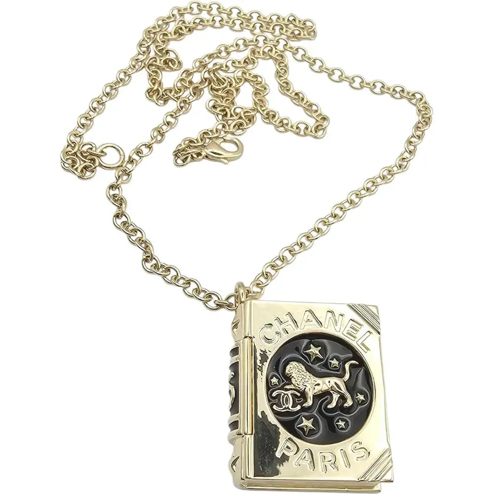 Chanel Enamel Lion Book Locket Pendant Necklace Cruise 2022 CHANEL