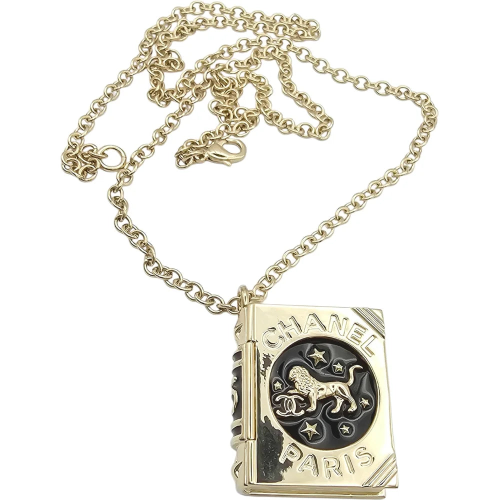 Chanel Enamel Lion Book Locket Pendant Necklace Cruise 2022 CHANEL