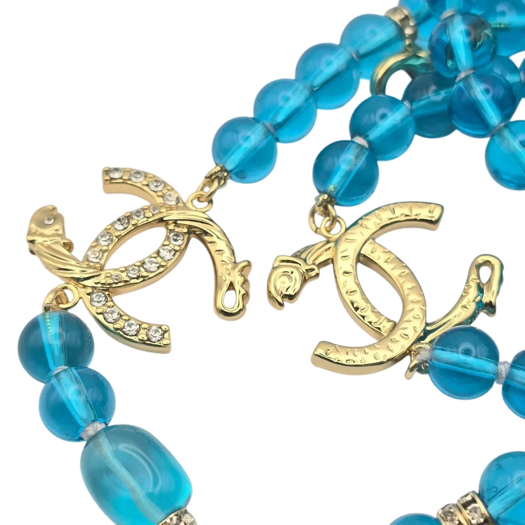 Chanel CC Blue Bead Long Necklace 2023 CHANEL