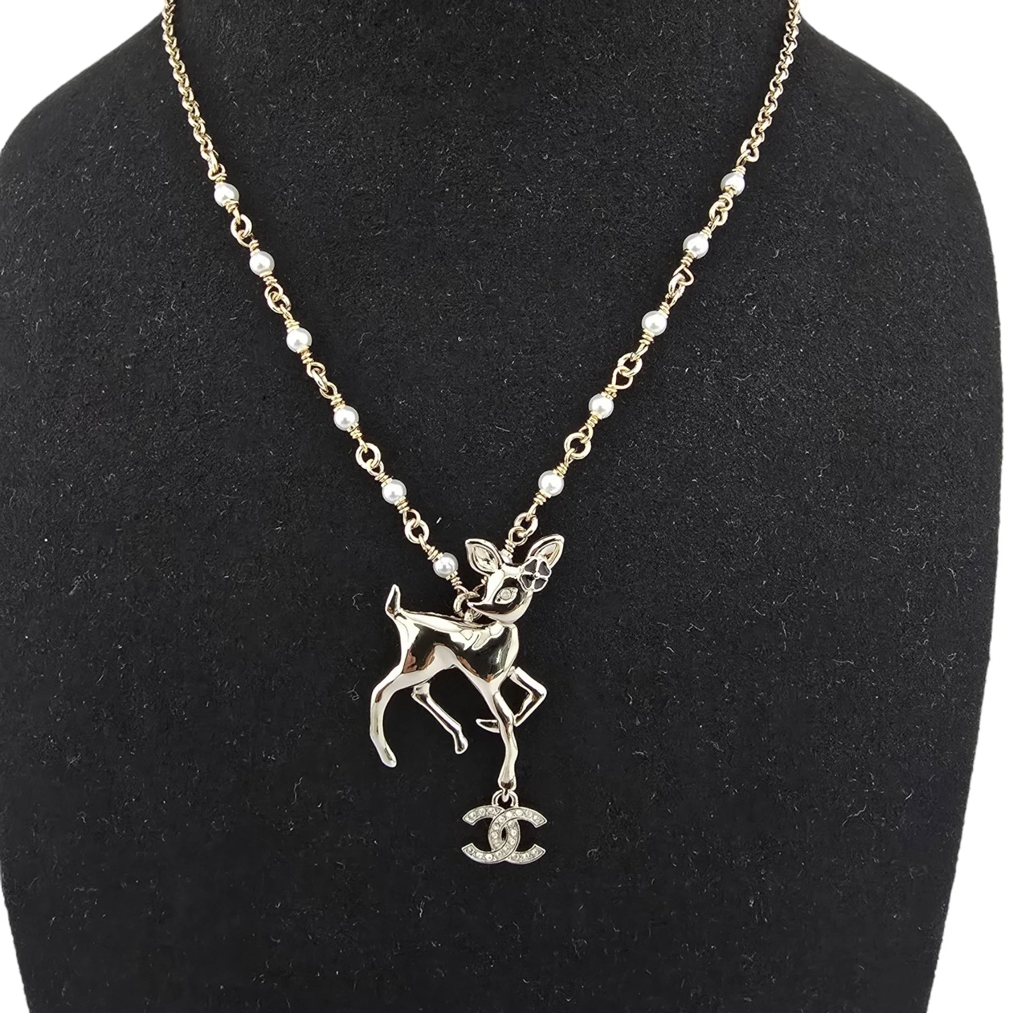 Chanel CC Deer Pendant Gold Necklace 2025 CHANEL