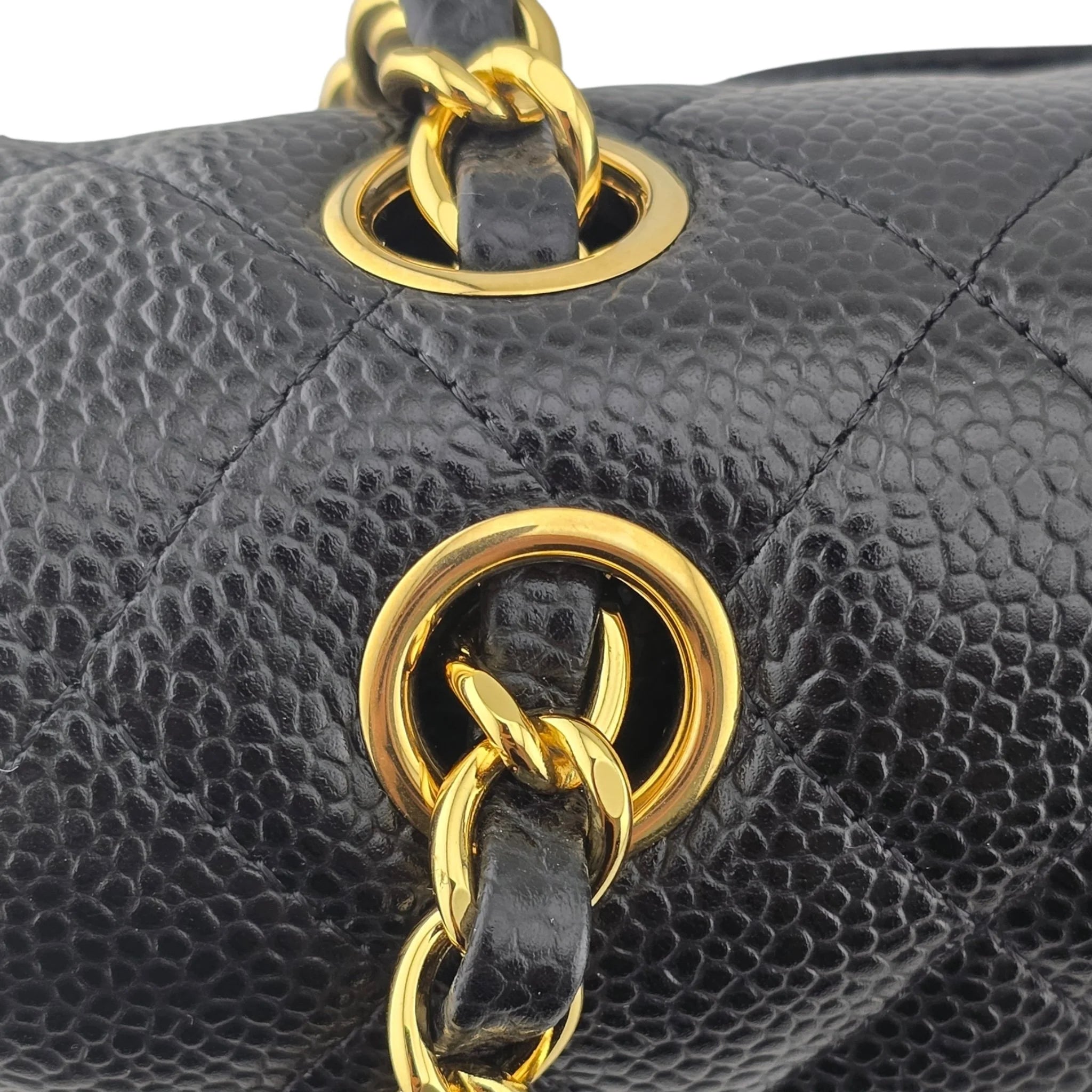 Chanel Medium Classic Flap Caviar Black Gold Hardware CHANEL