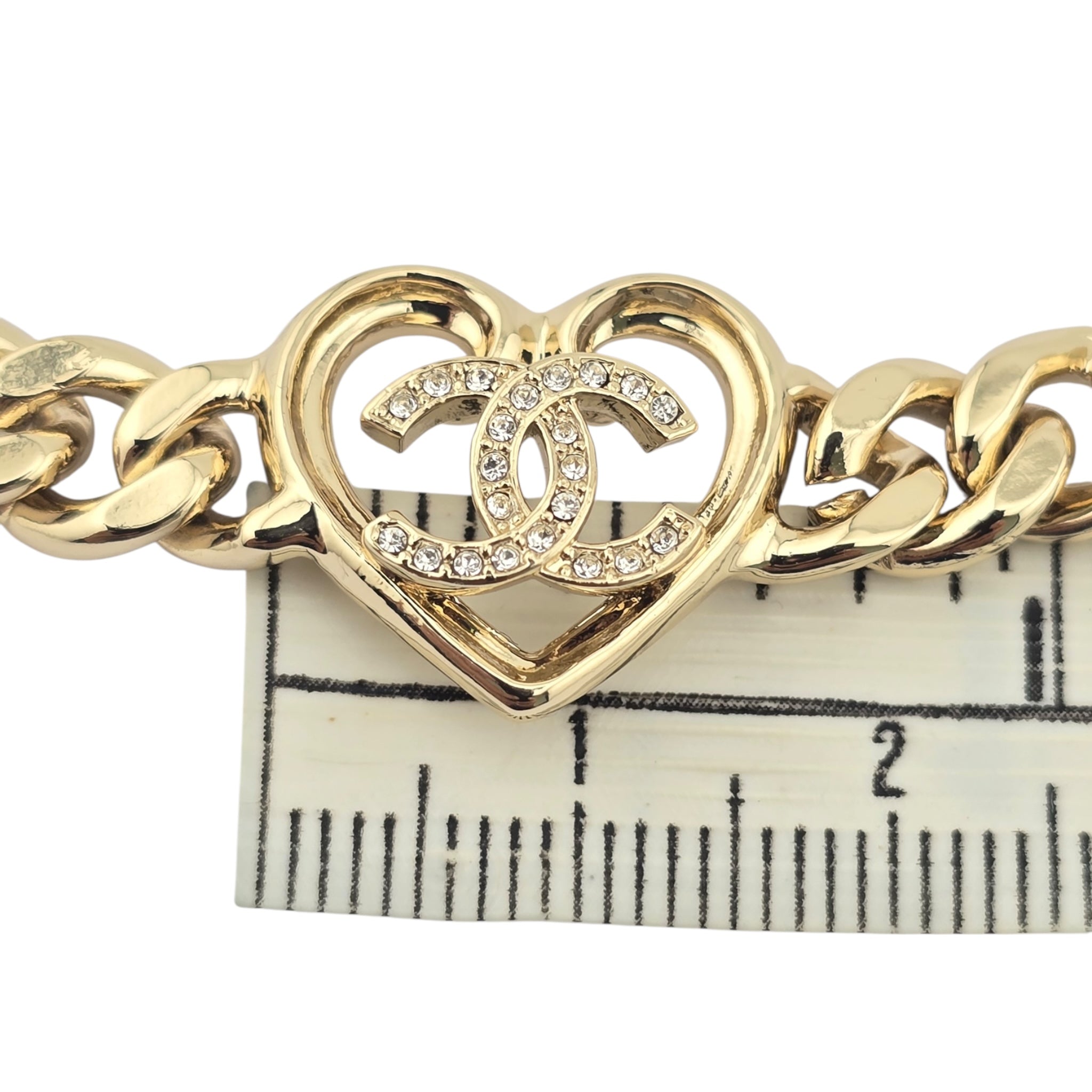 Chanel CC Heart Pendant Gold Choker Necklace 2023 CHANEL