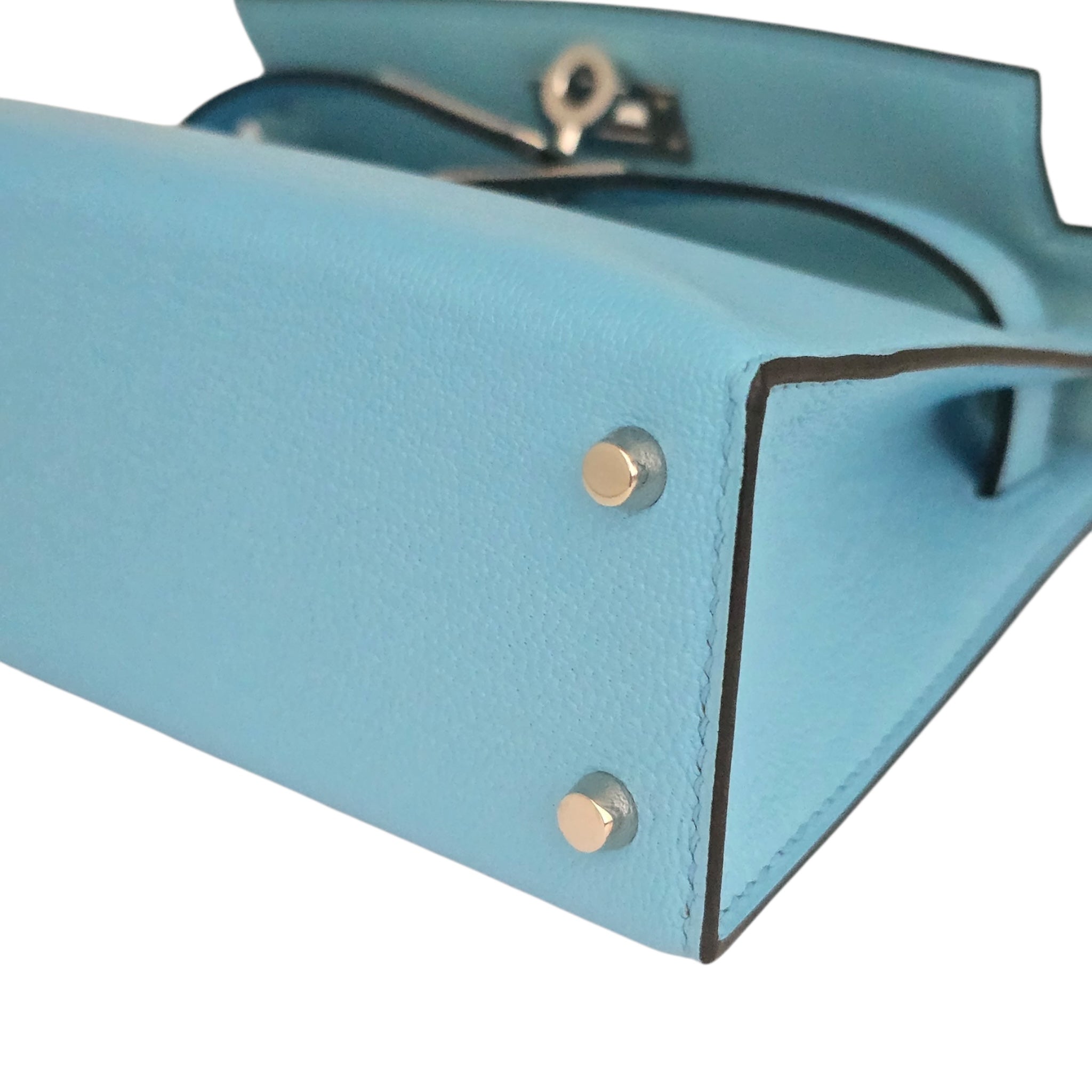 Hermes Mini Kelly II Bleu Celeste Chevre Palladium Hardware Bag