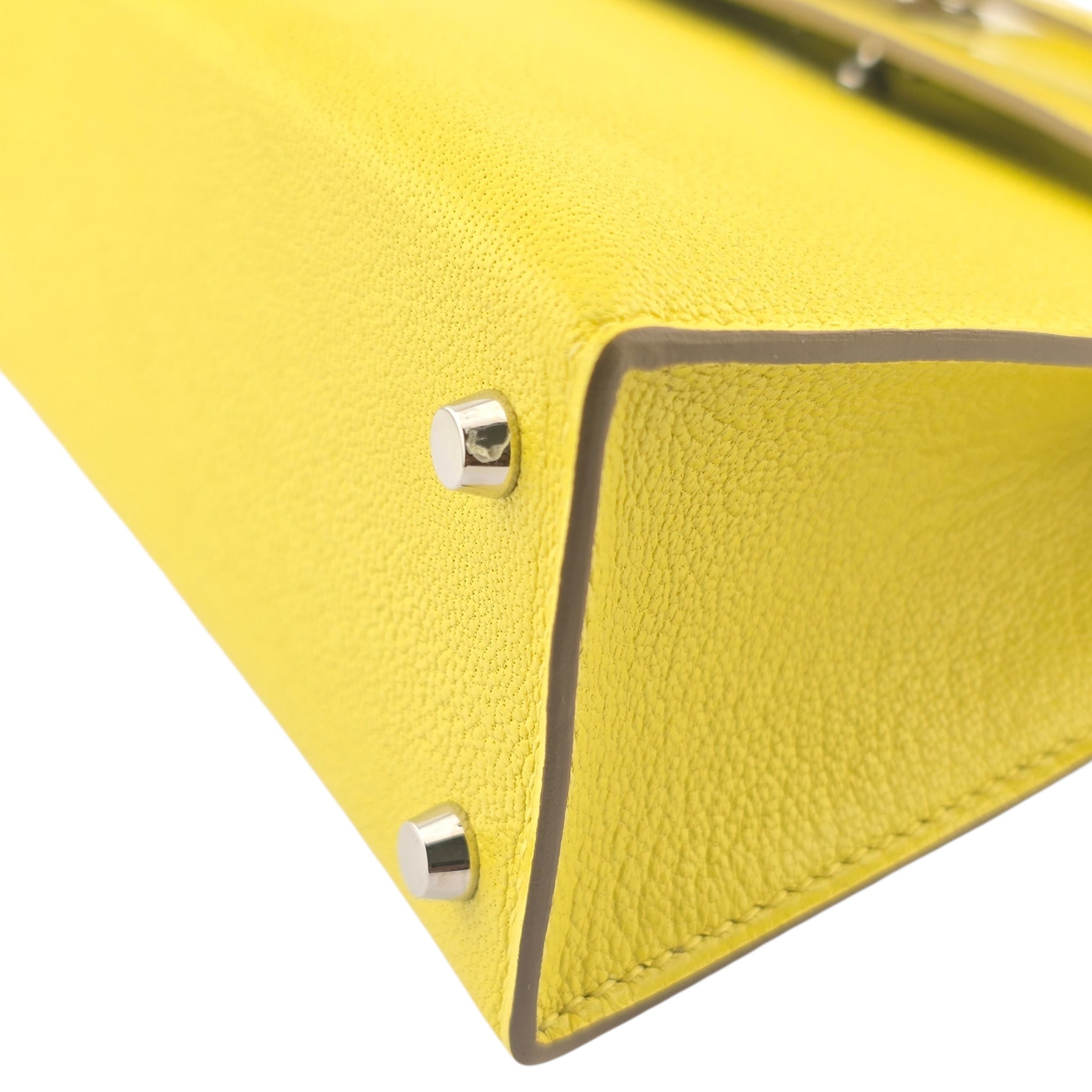 Hermes Mini Kelly II Chèvre Lime Palladium Hardware Bag