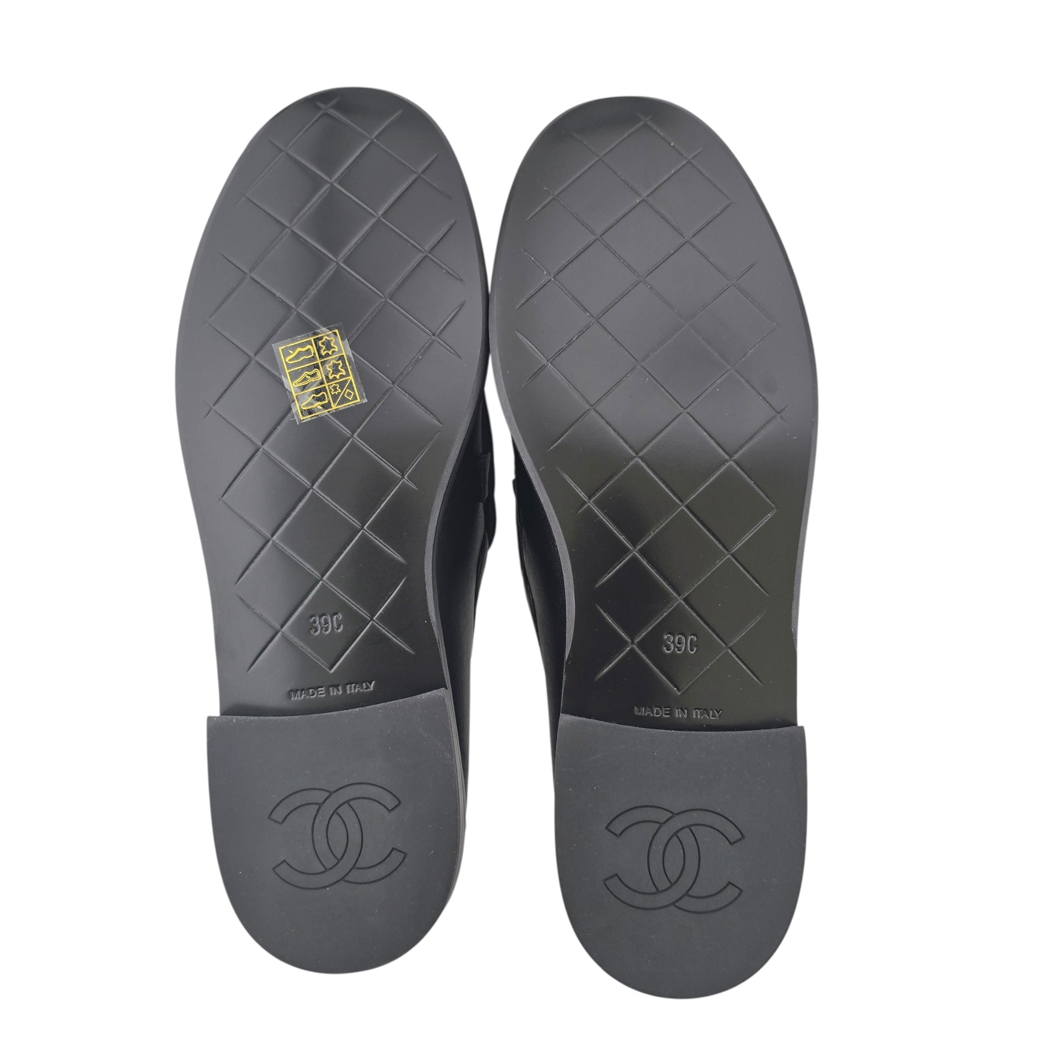 Chanel CC Lambskin Quilted Turnlock Loafers Black 39