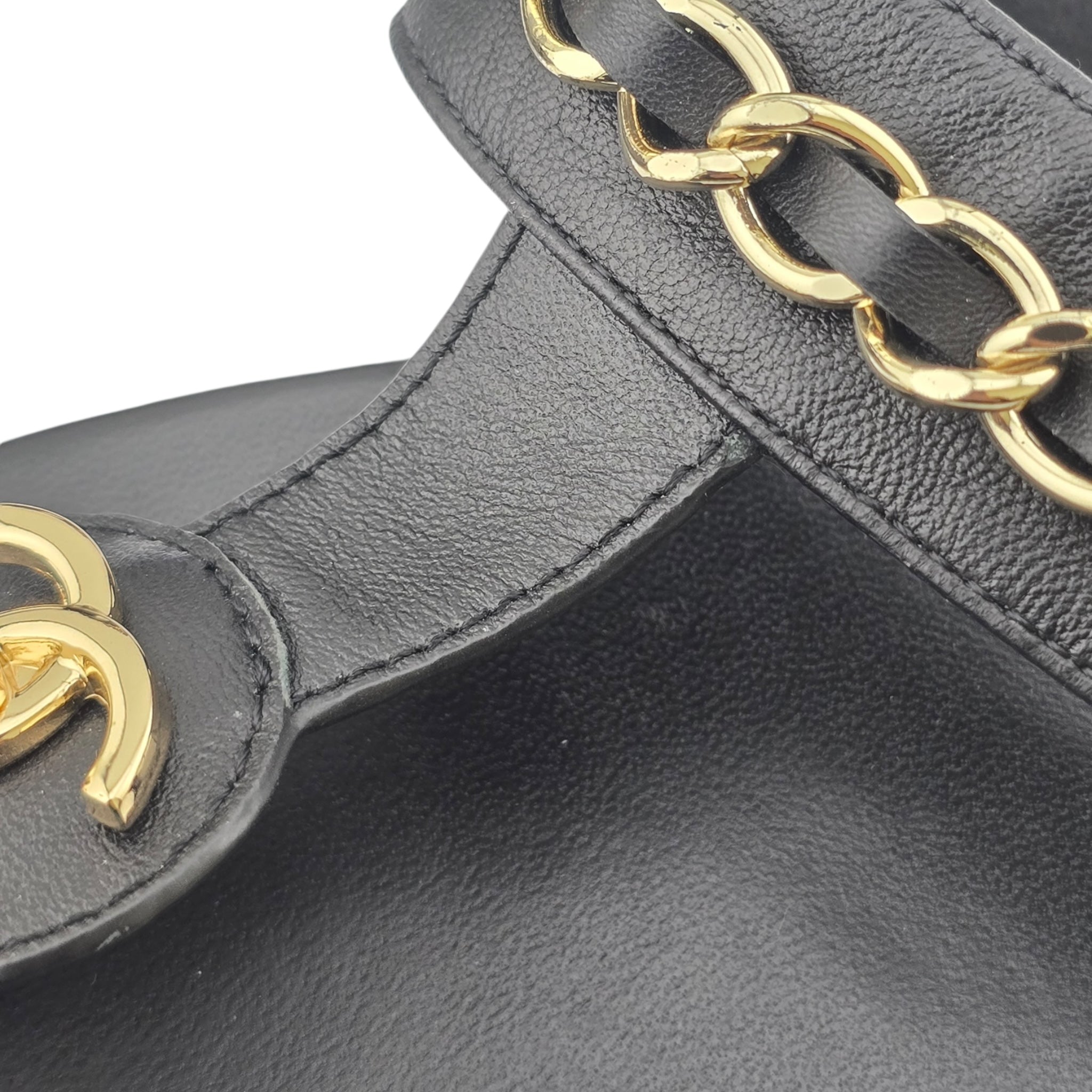 Chanel CC Black Turnlock Sandals - 39