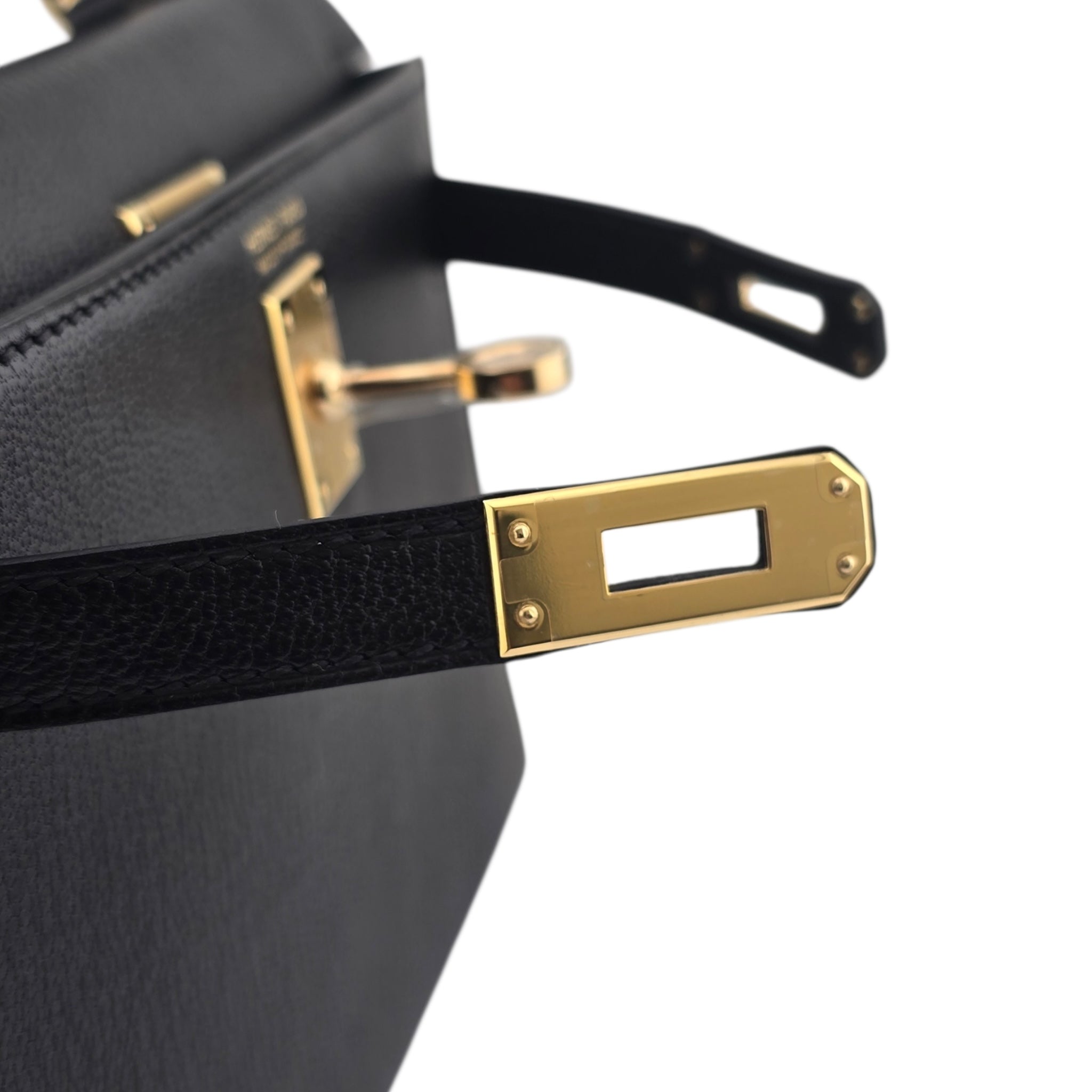 Hermes Mini Kelly II Chèvre Noir Gold Hardware HERMES