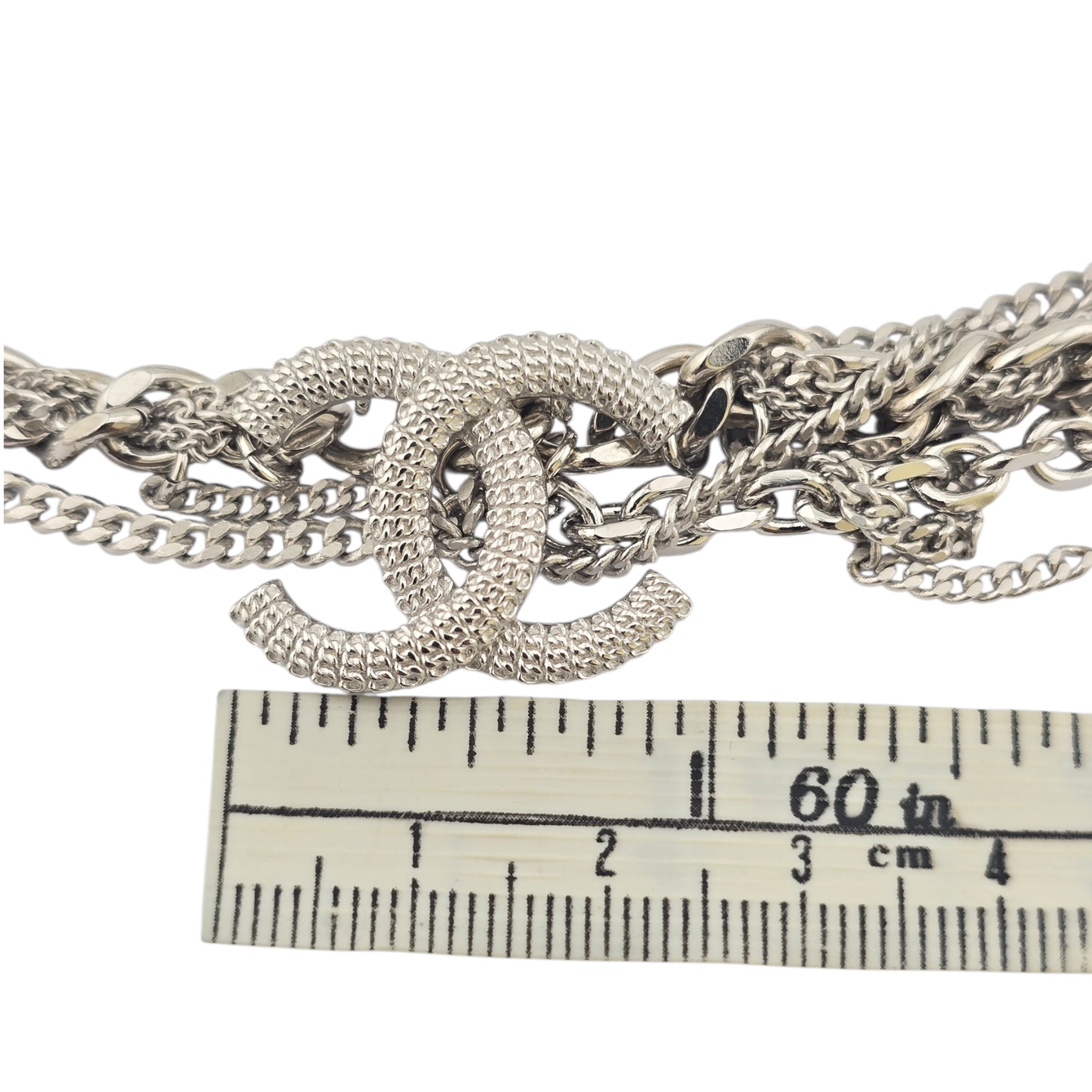 ChanelCC Tangled Multi Chain Choker Necklace Metal with Crystals CHANEL