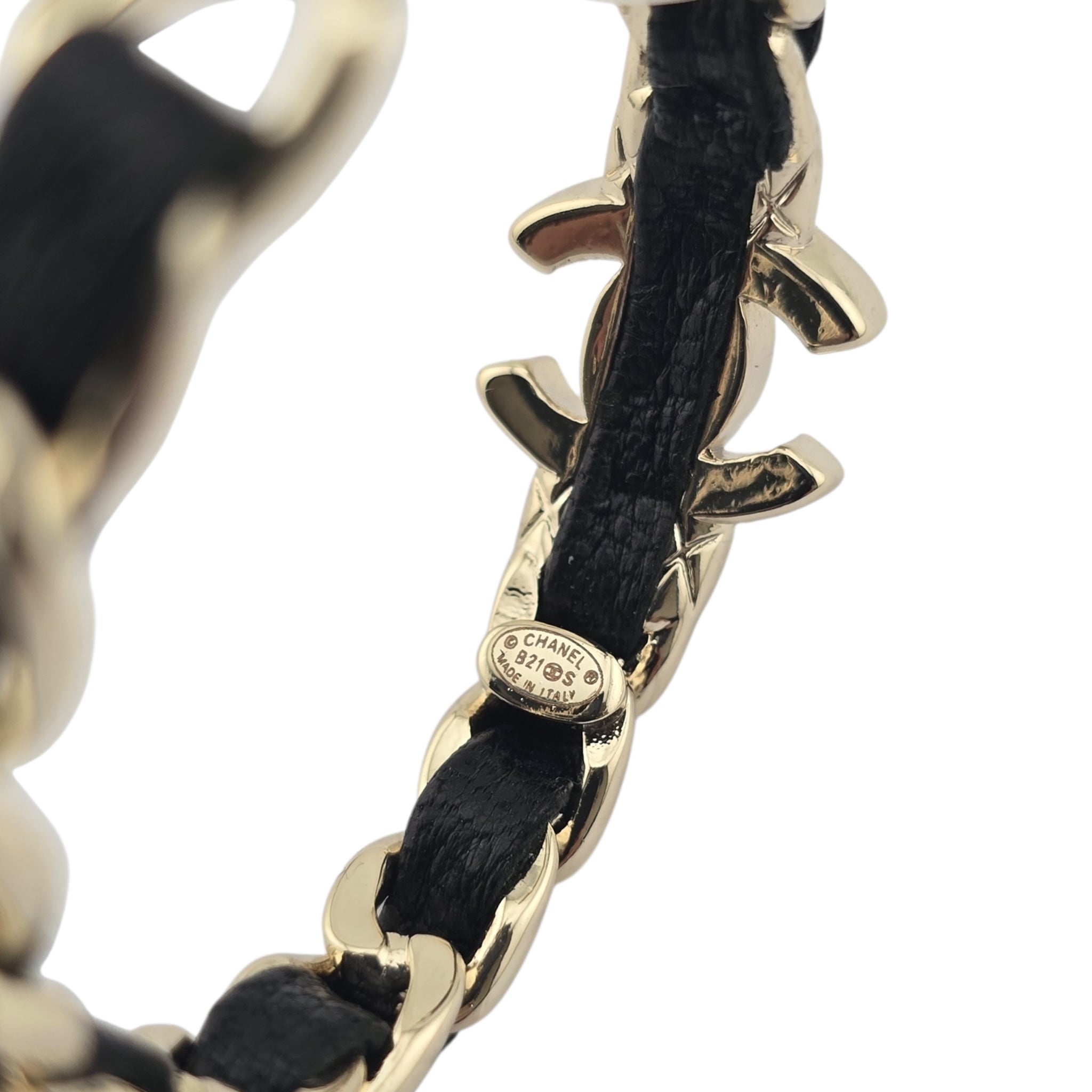 Chanel CC Turnlock Leather Metal Hoop Earrings 2021