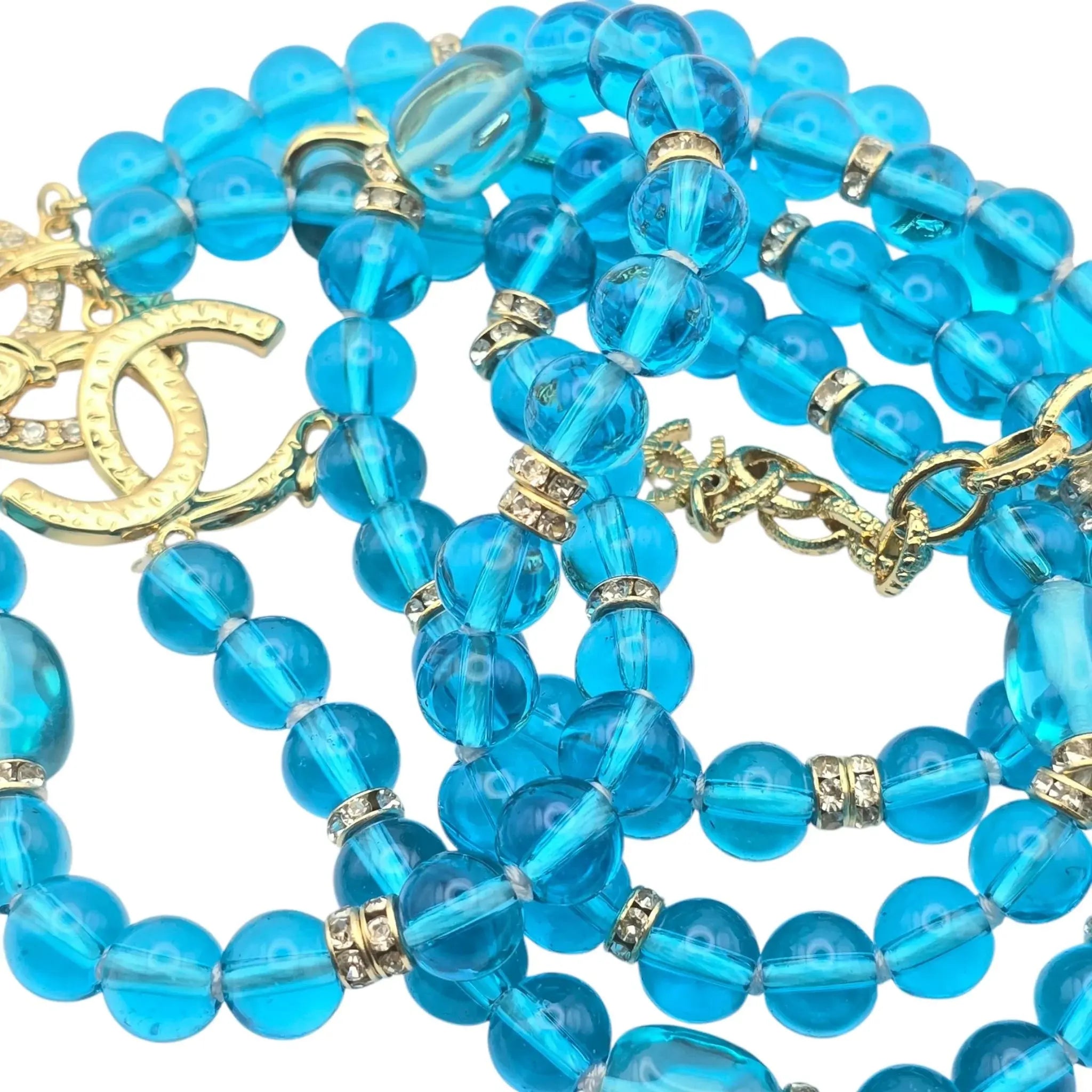 Chanel CC Blue Bead Long Necklace 2023 CHANEL