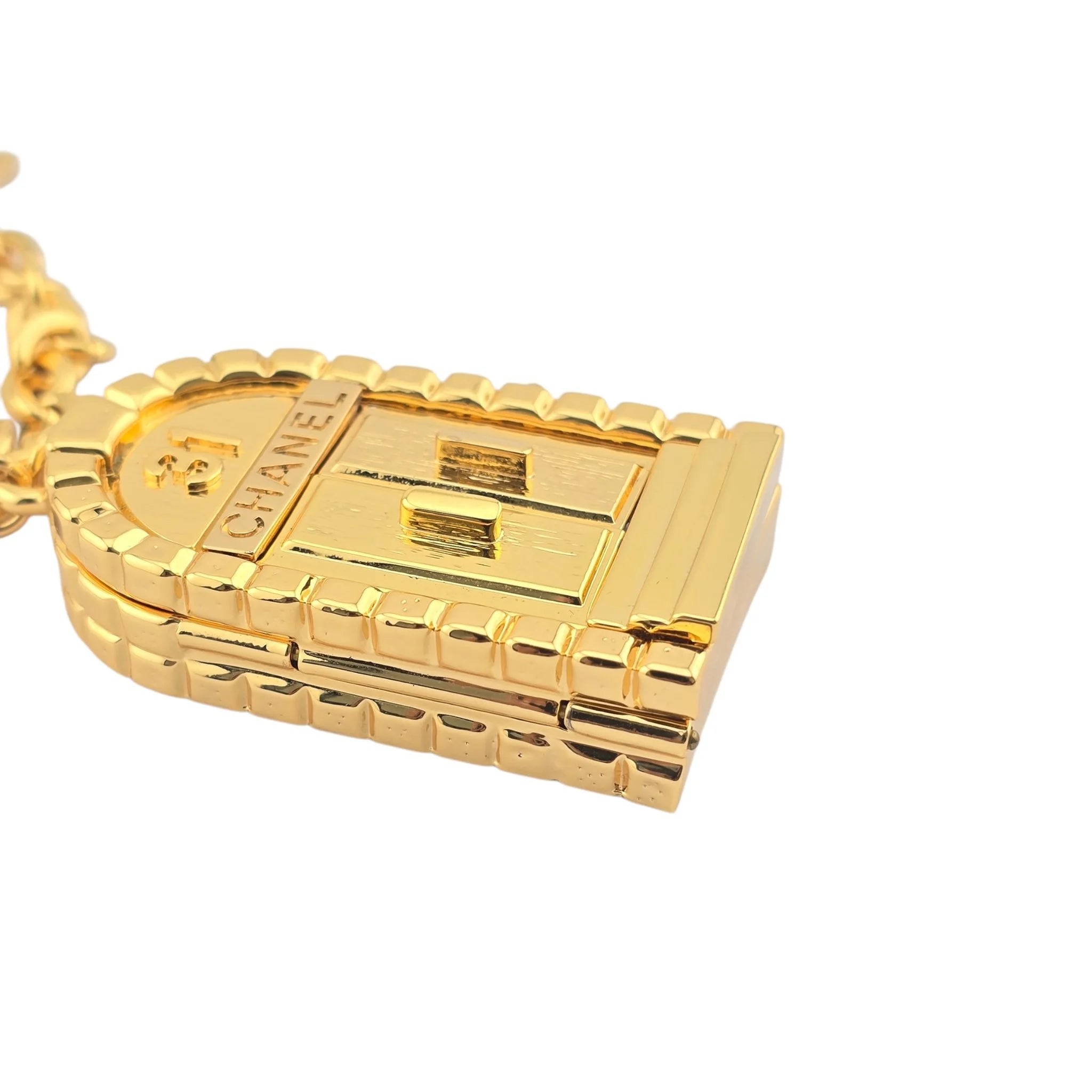 Chanel CC Metal 31 Rue Cambon Door Long Necklace Gold B22 CHANEL