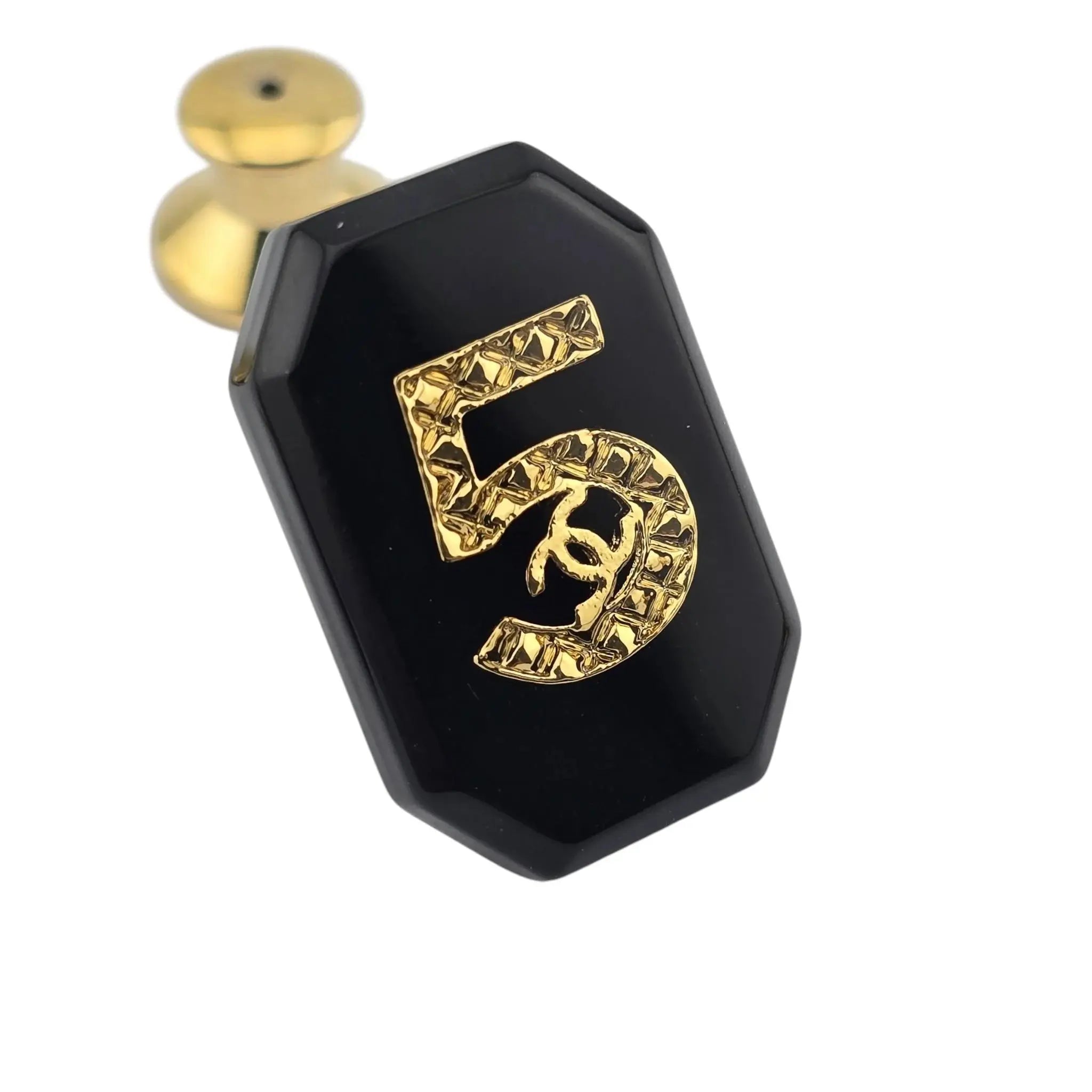 Chanel CC No 5 3 Black Gold Brooch 2023 CHANEL
