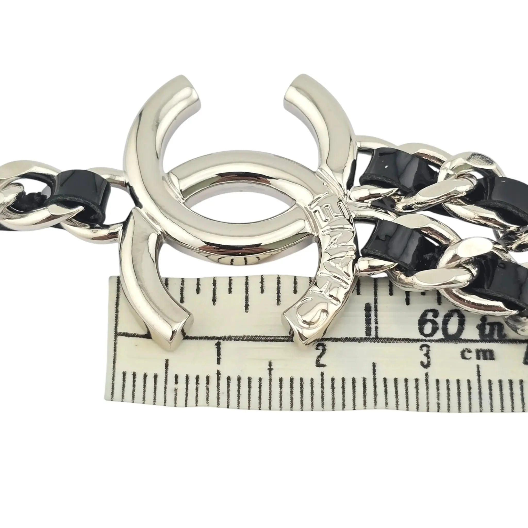 Chanel CC Black Silver Lambskin Necklace 2025 CHANEL