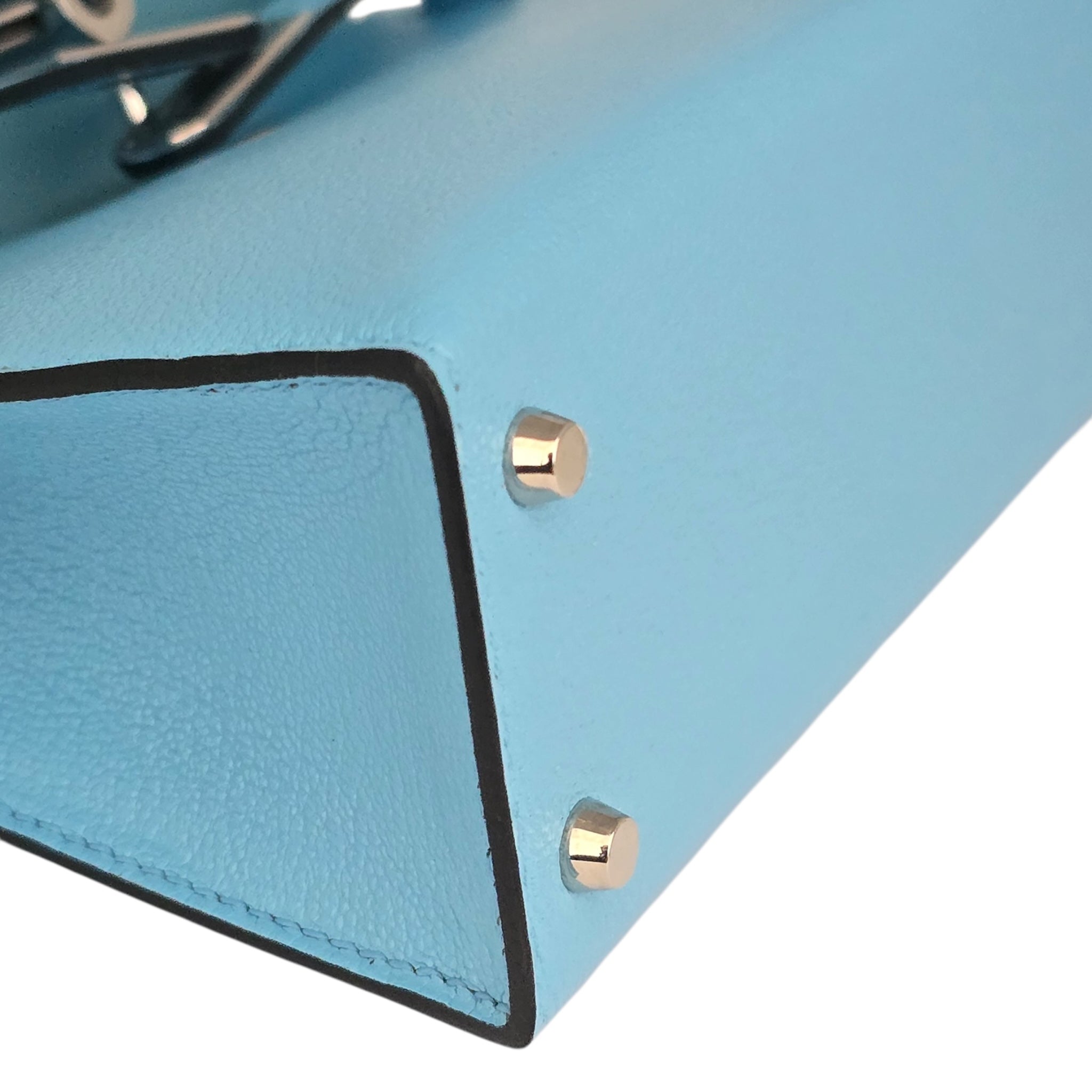 Hermes Mini Kelly II Bleu Celeste Chevre Palladium Hardware Bag