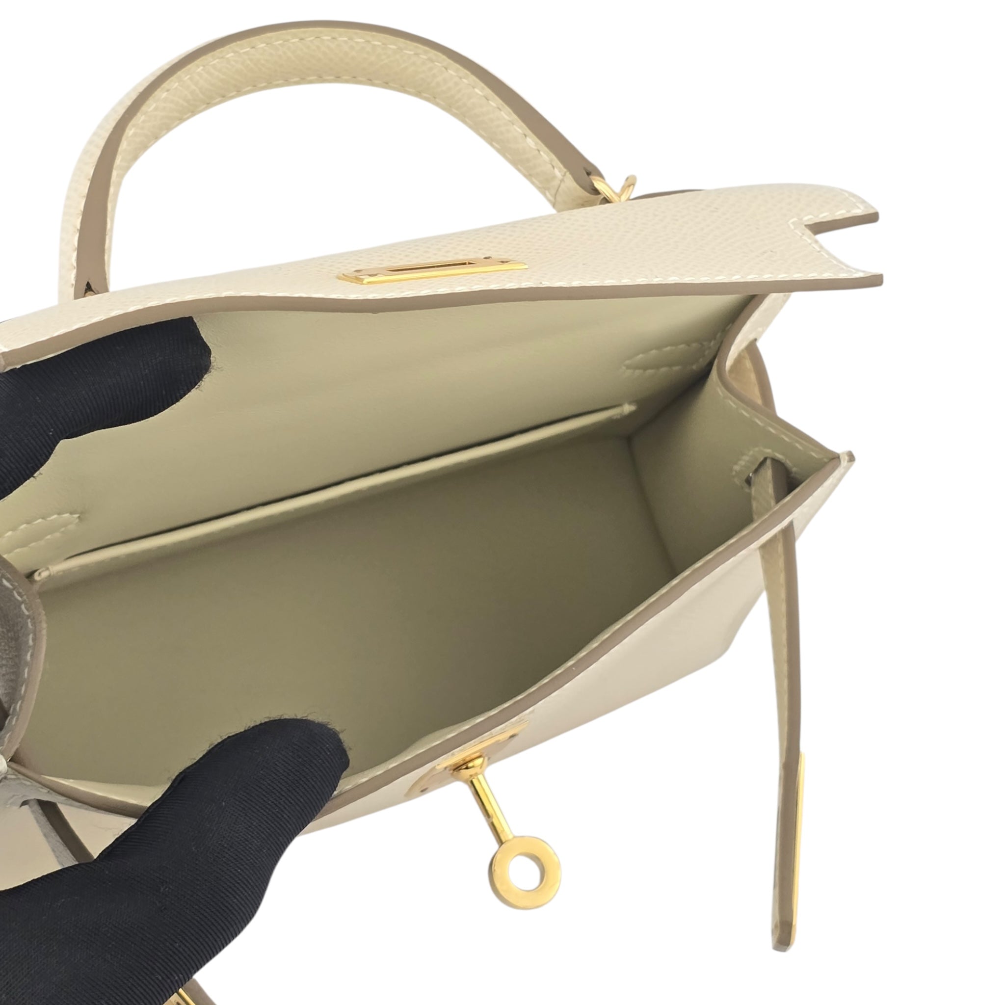 Hermes Mini Kelly II Epsom Craie Gold Hardware Bag HERMES