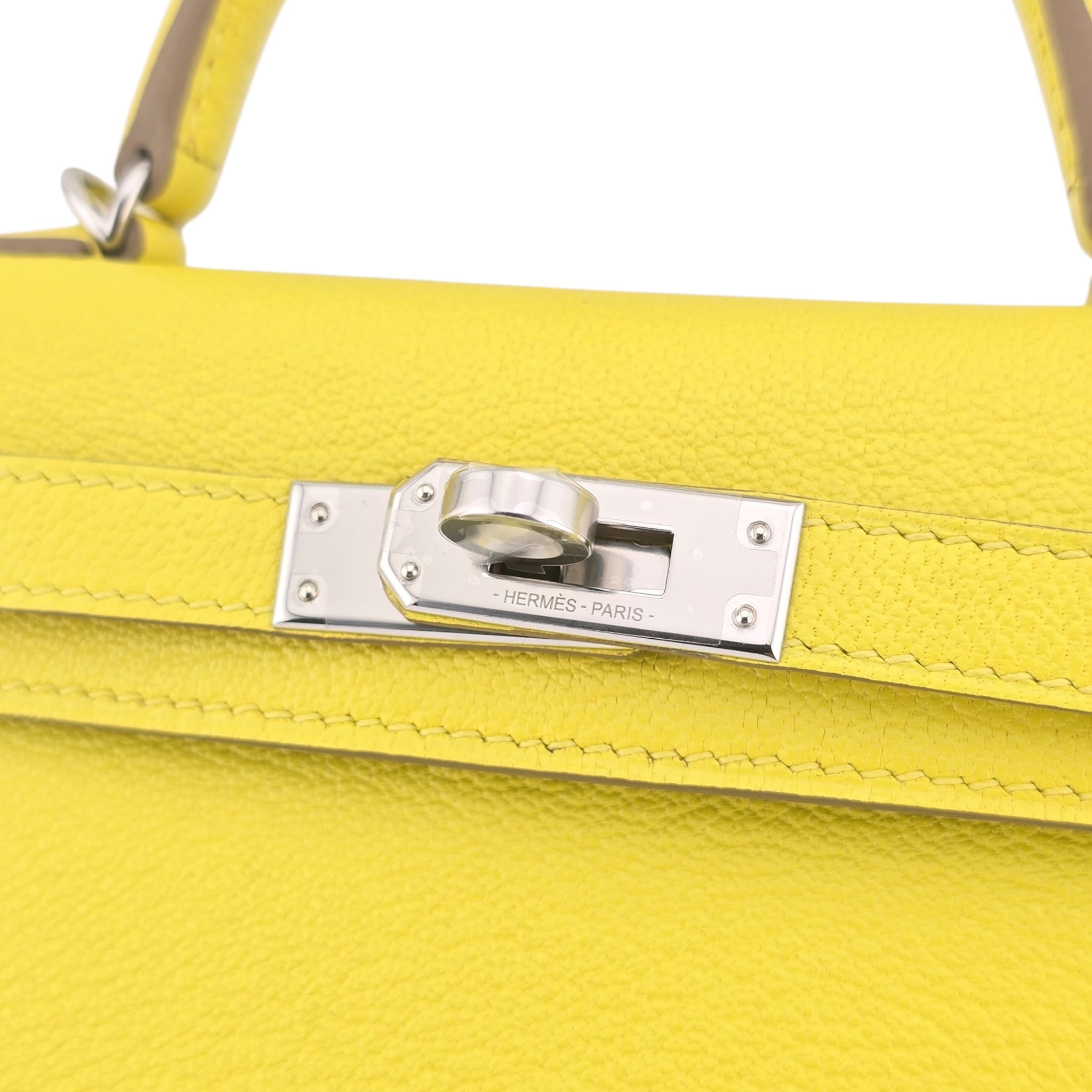 Hermes Mini Kelly II Chèvre Lime Palladium Hardware Bag