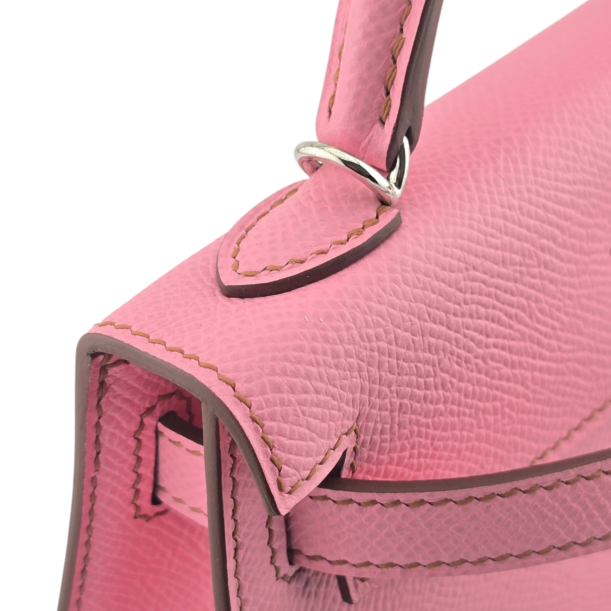 Hermes Mini Kelly II Epsom 5P Bubblegum Pink Palladium Hardware Bag