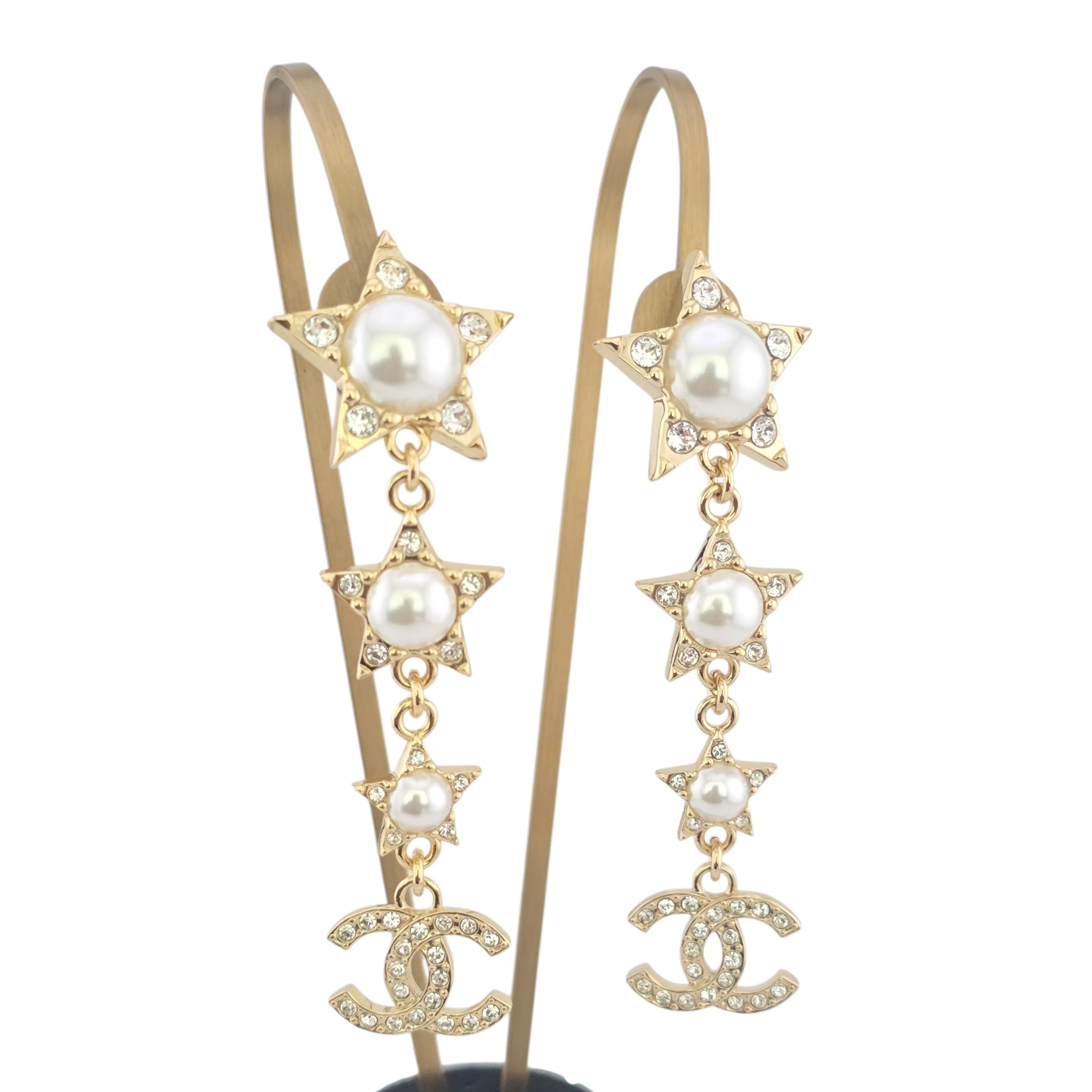 Chanel CC Gold Stars Drop Earrings 2024 CHANEL