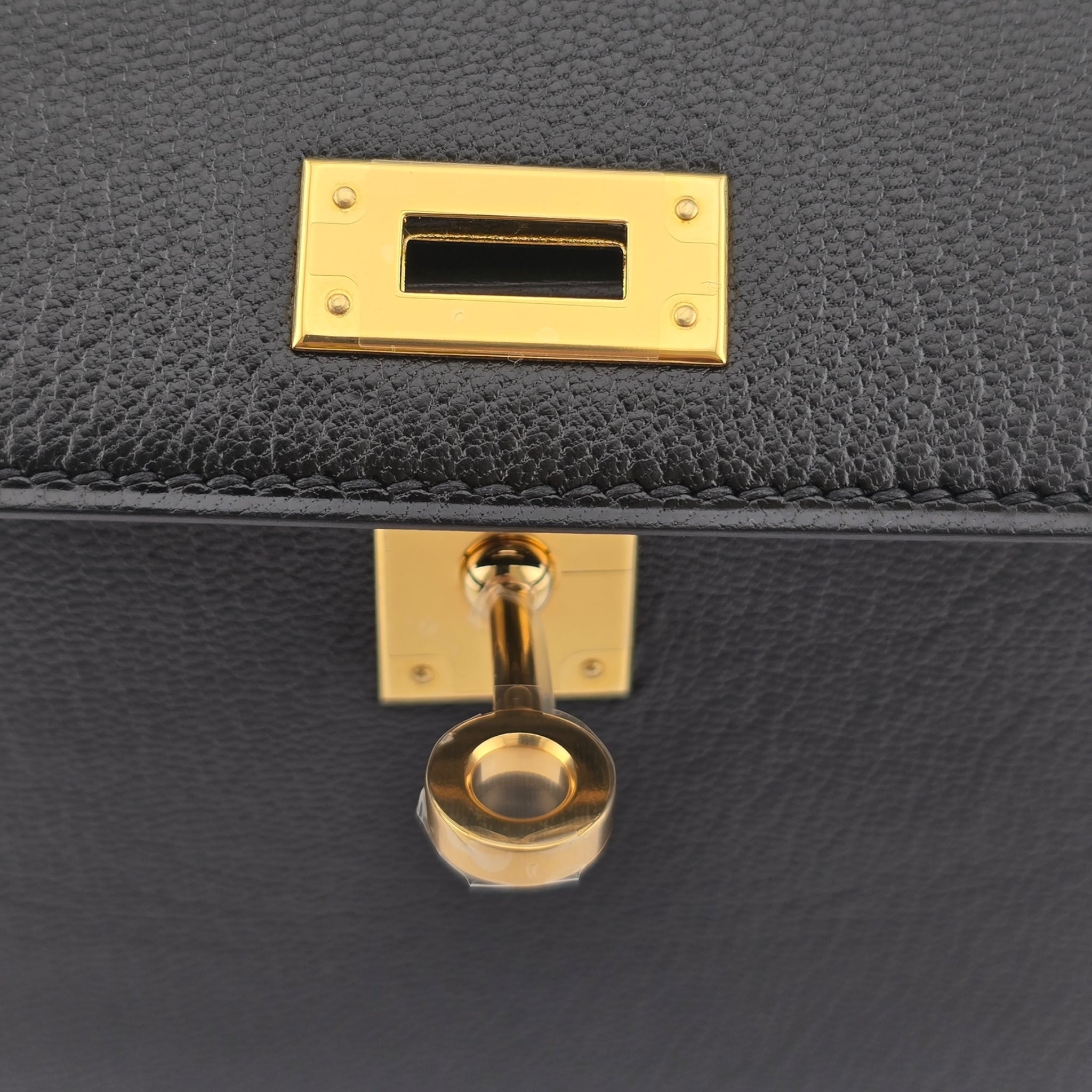 Hermes Mini Kelly II Chèvre Noir Gold Hardware HERMES