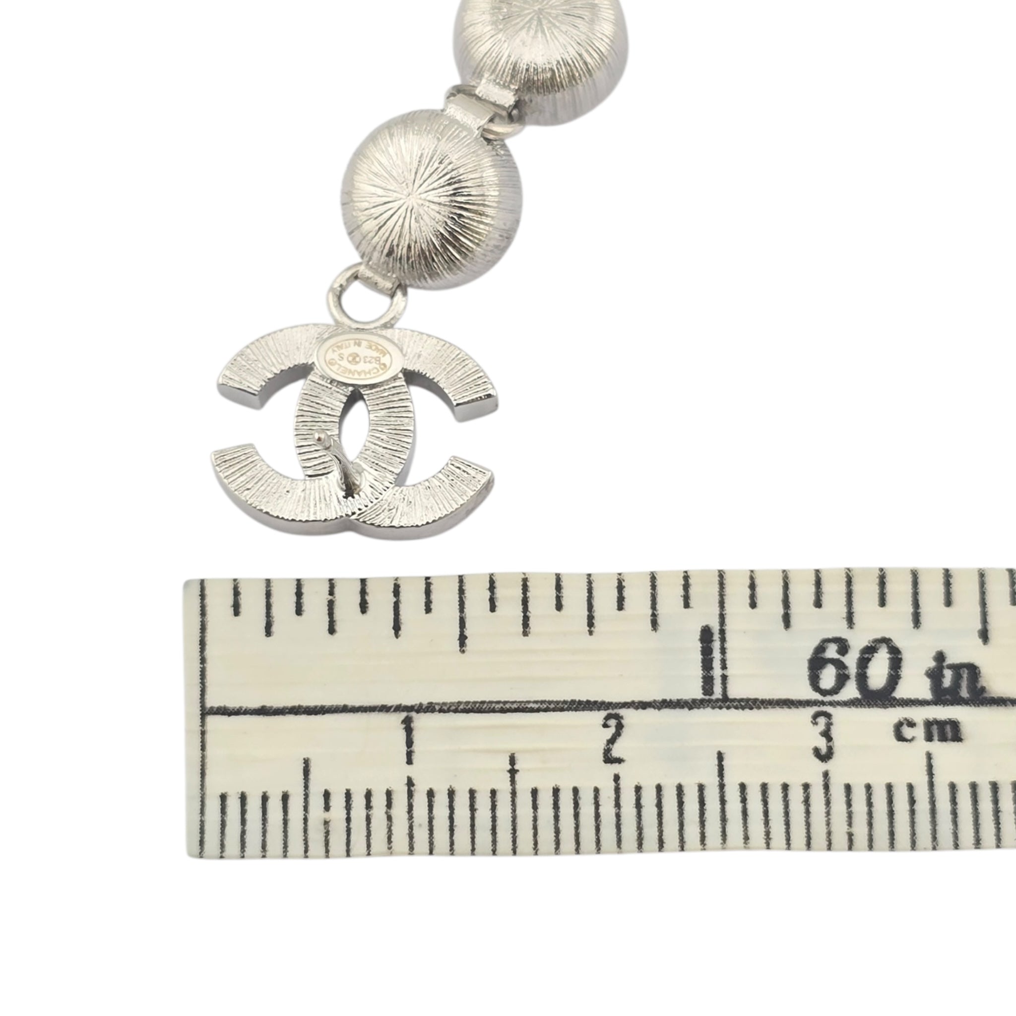 Chanel CC Crystal Long Drop Silver Earrings 23SS CHANEL