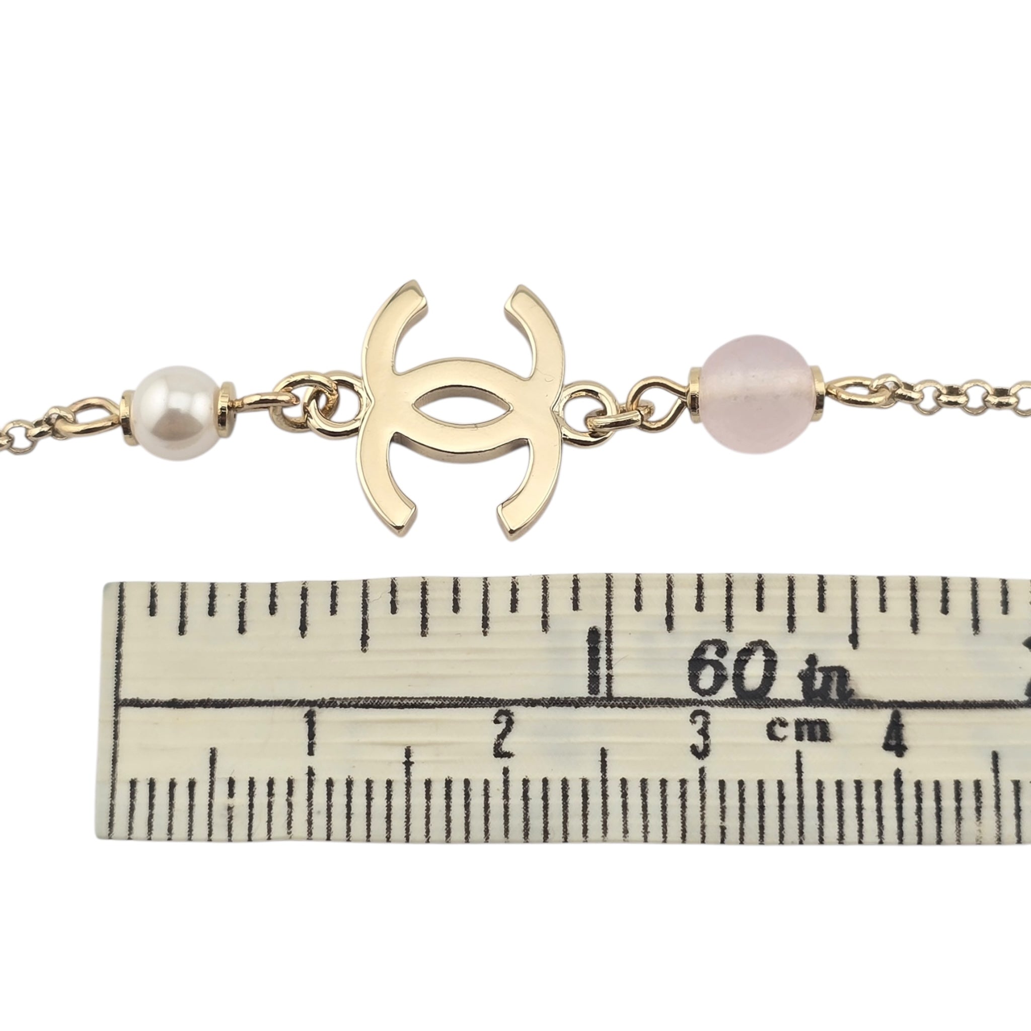 Chanel CC Pearl Crystal Heart Gold Necklace A21