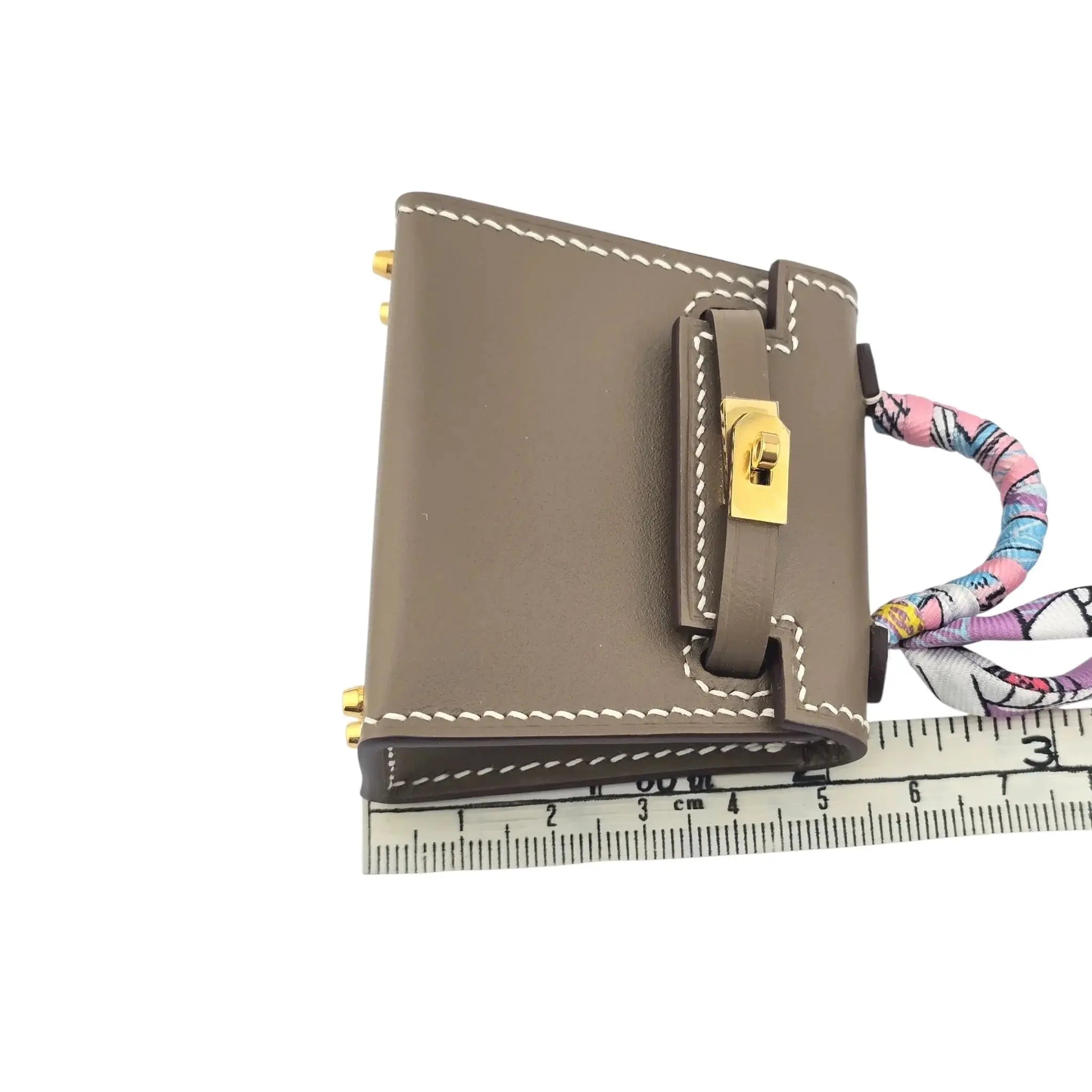 Hermes Etoupe Tadelakt Micro Mini Kelly Twilly Bag Charm Gold Hardware HERMES