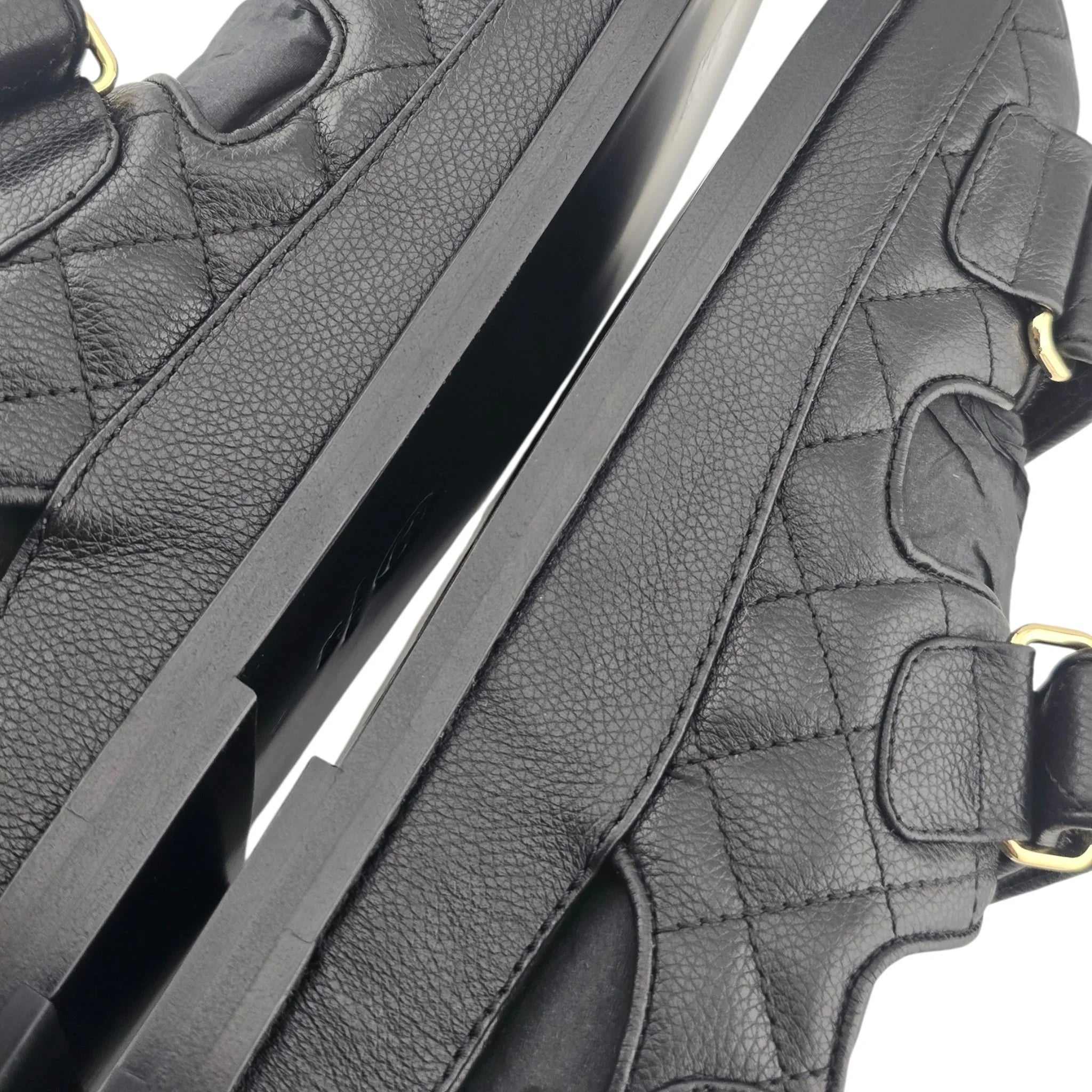 Chanel CC Quilted Caviar Leather Black Dad Sandals CHANEL