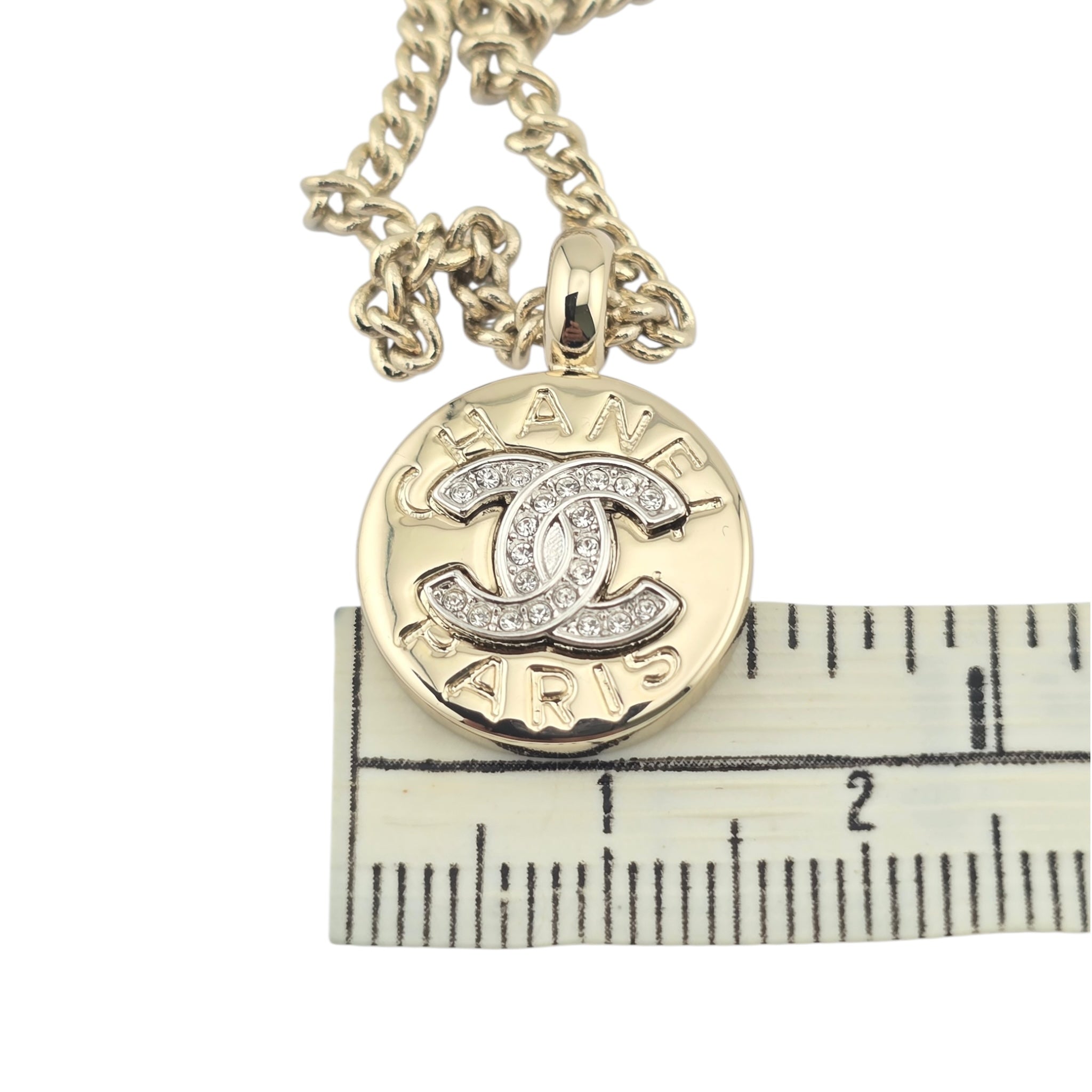 Chanel CC Round Gold Pendant Necklace 2025 CHANEL