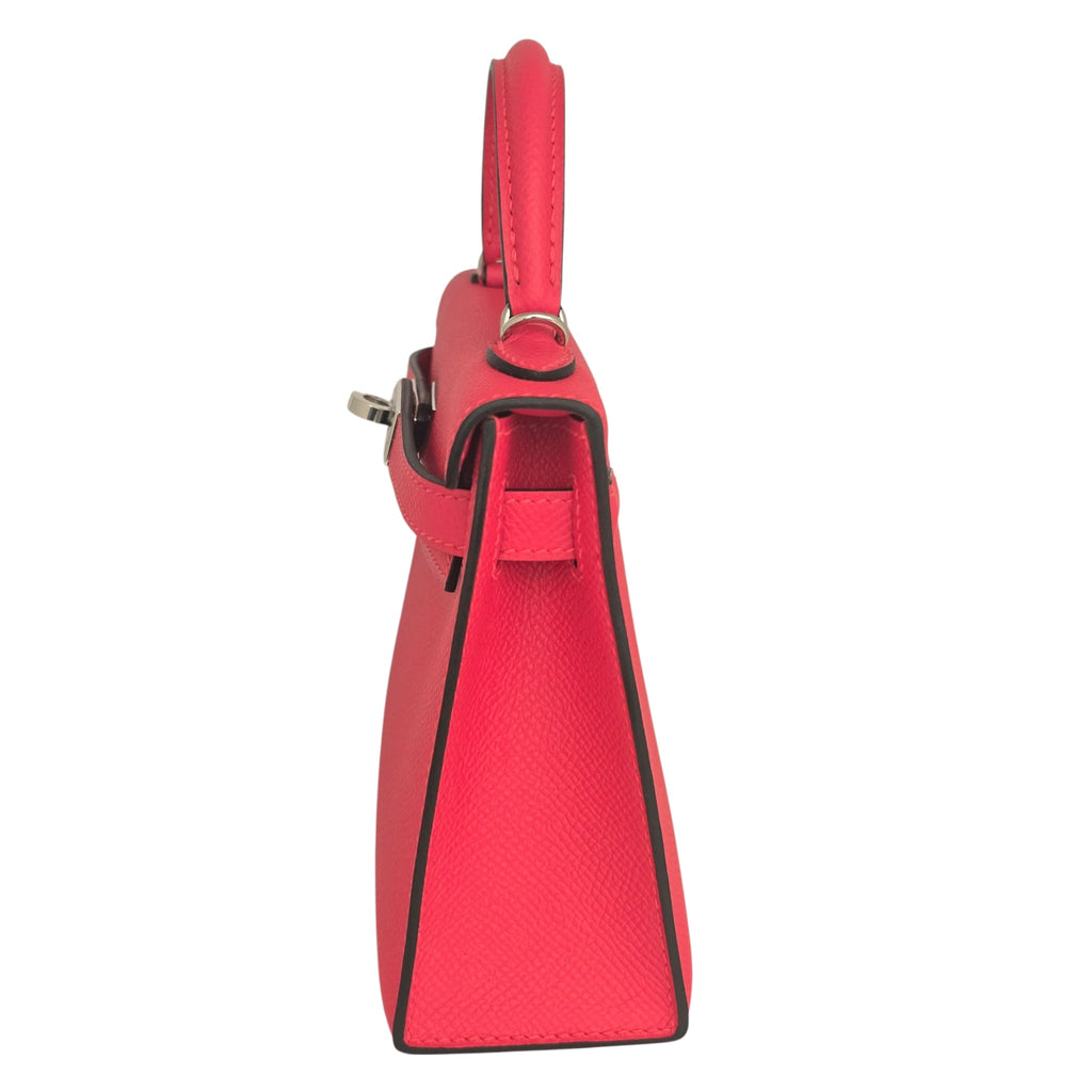 Hermes Mini Kelly II Epsom Rose Extreme Palladium