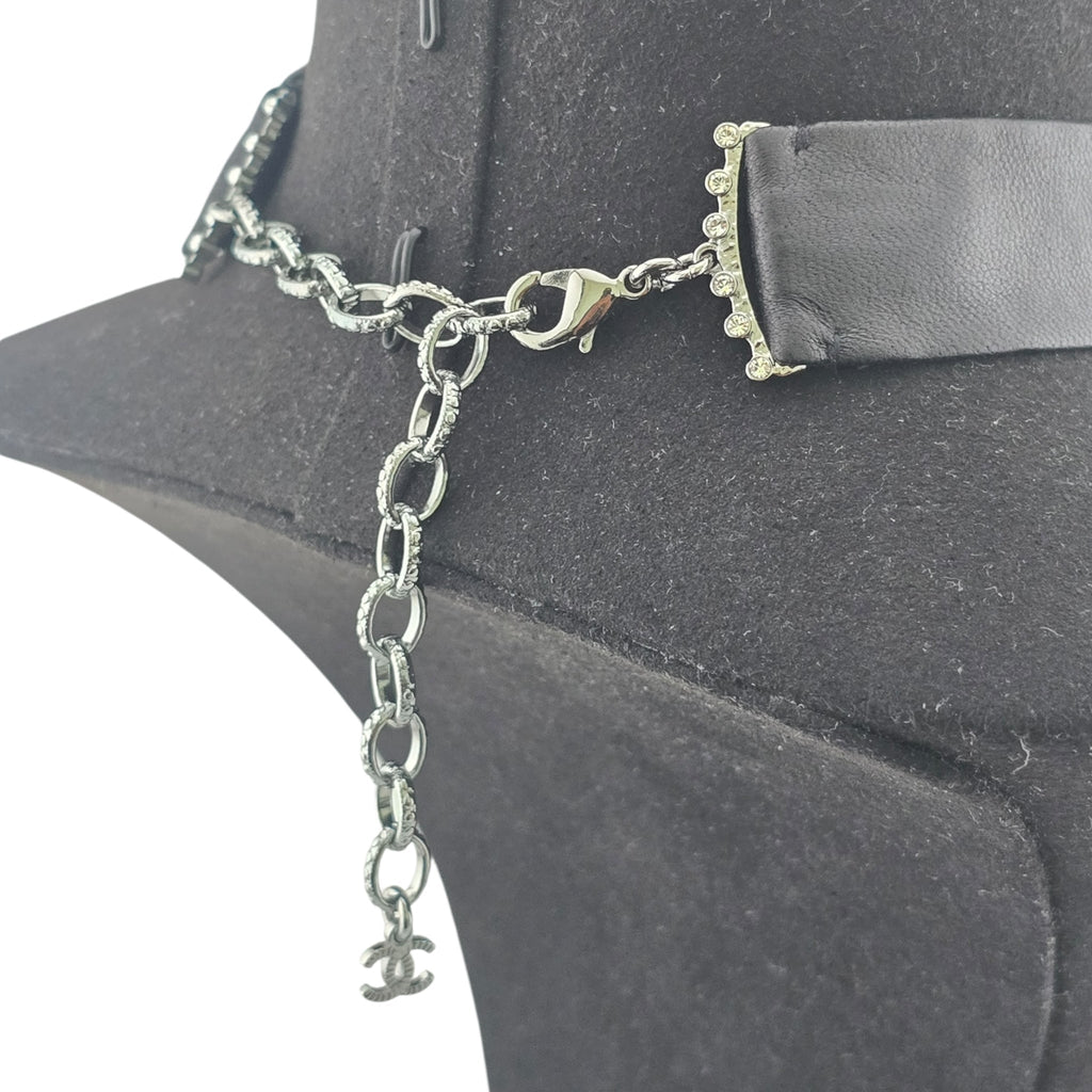 Chanel CC Lambskin Crystal Heart Choker Ruthenium Black CHANEL