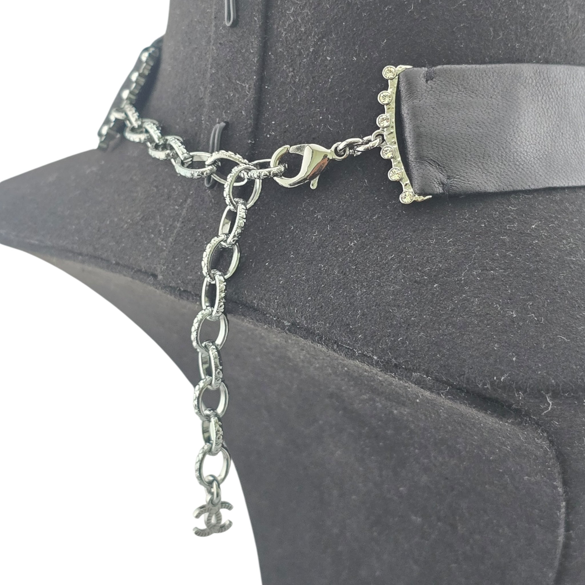 Chanel CC Lambskin Crystal Heart Choker Ruthenium Black CHANEL