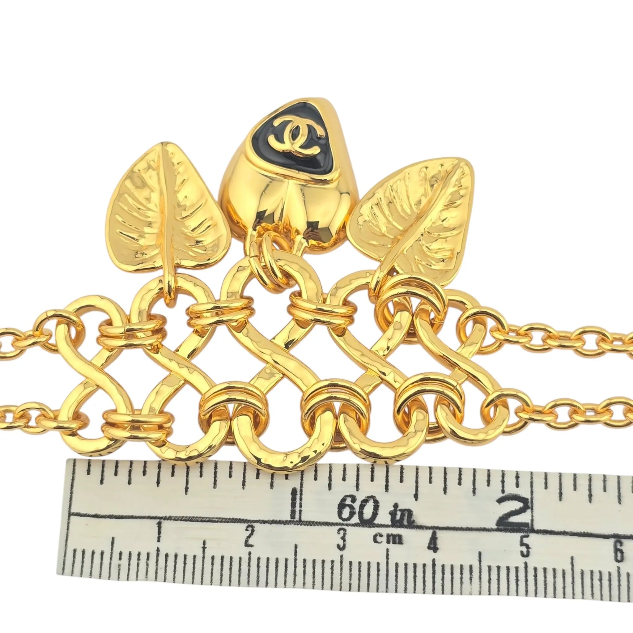 Chanel CC Gold Leaf Pendant Necklace 2025