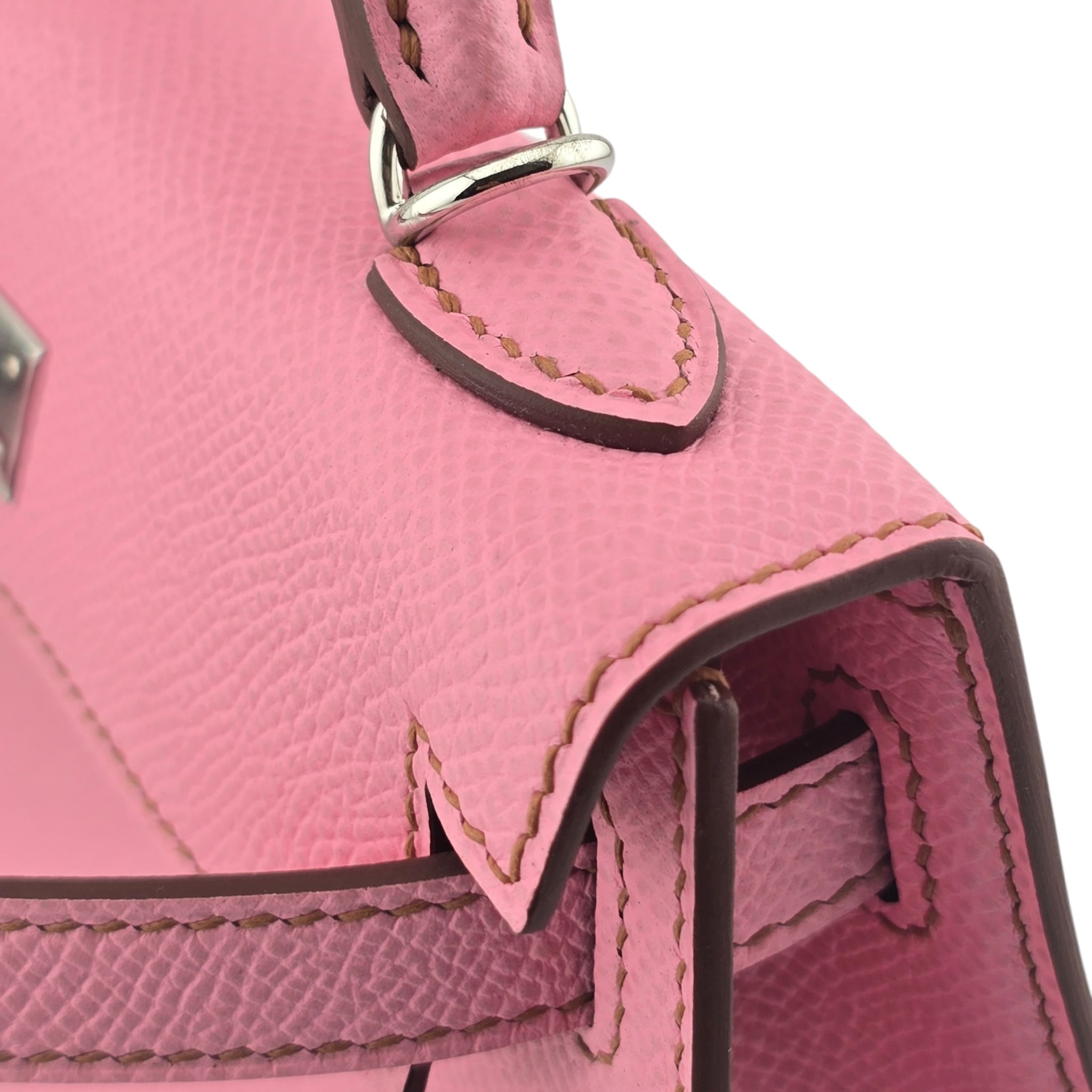 Hermes Mini Kelly II Epsom 5P Bubblegum Pink Palladium Hardware Bag