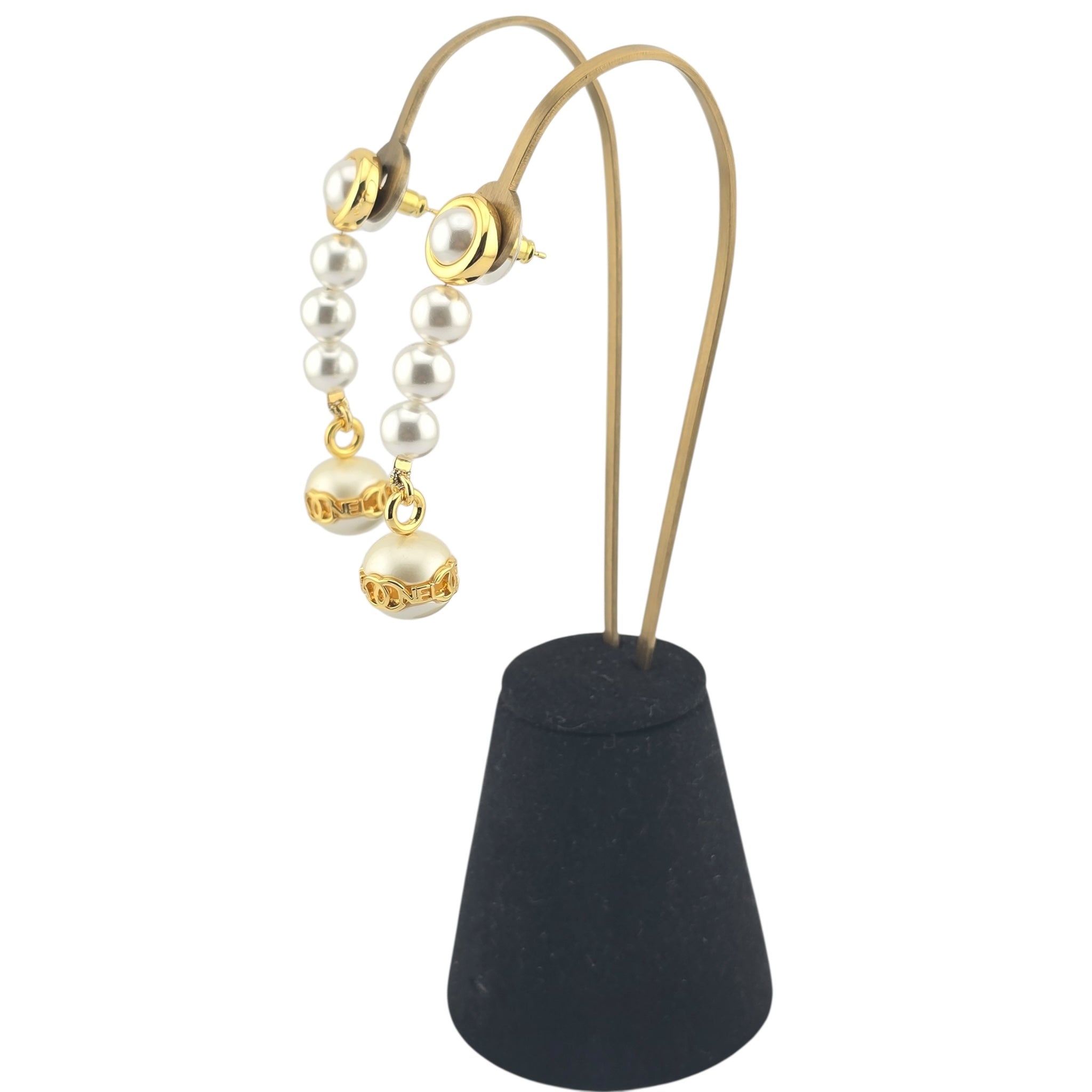 Chanel Gold Faux Pearl Dangle Earrings 2023 CHANEL