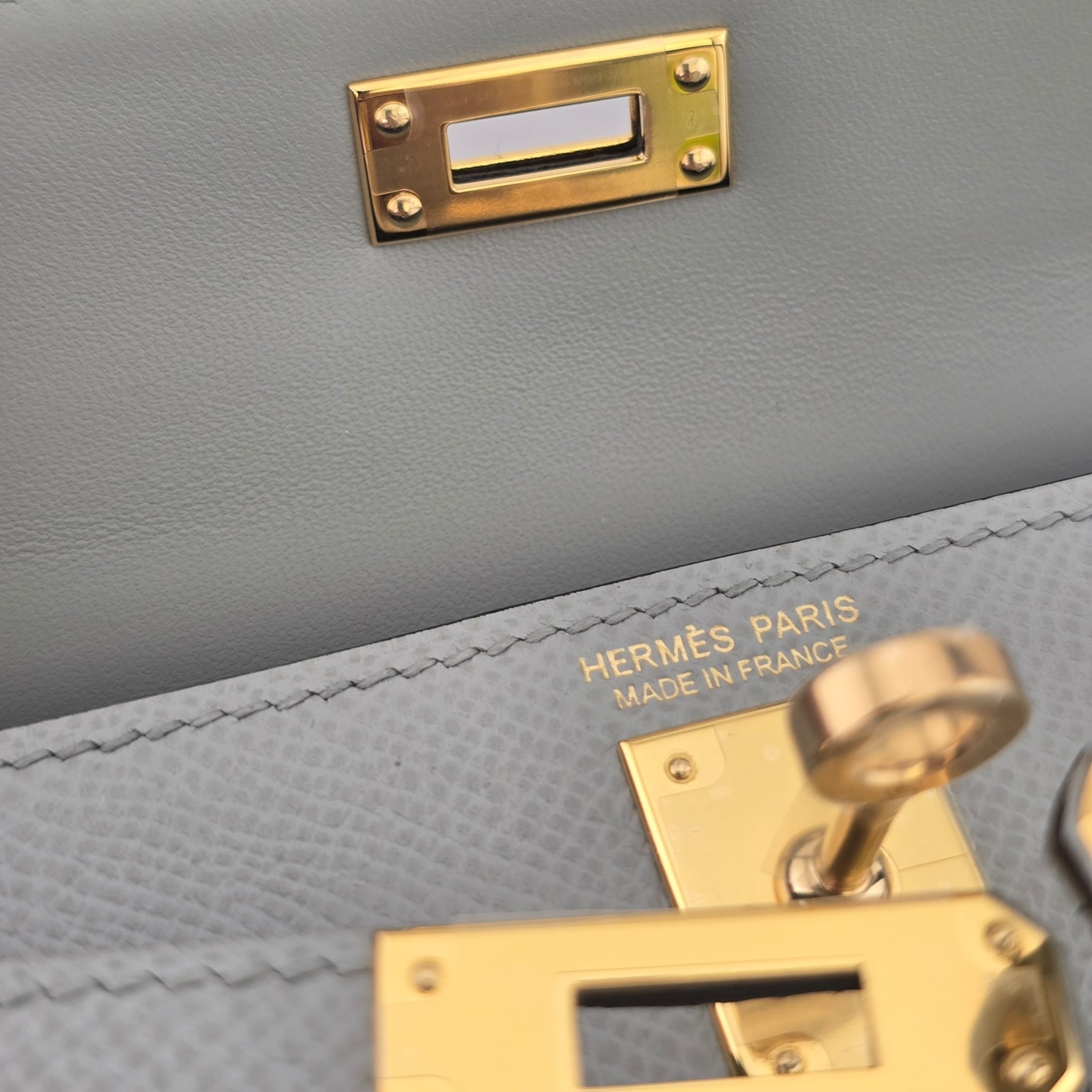 Hermes Mini Kelly II Epsom Bleu Glacier Gold Hardware HERMES
