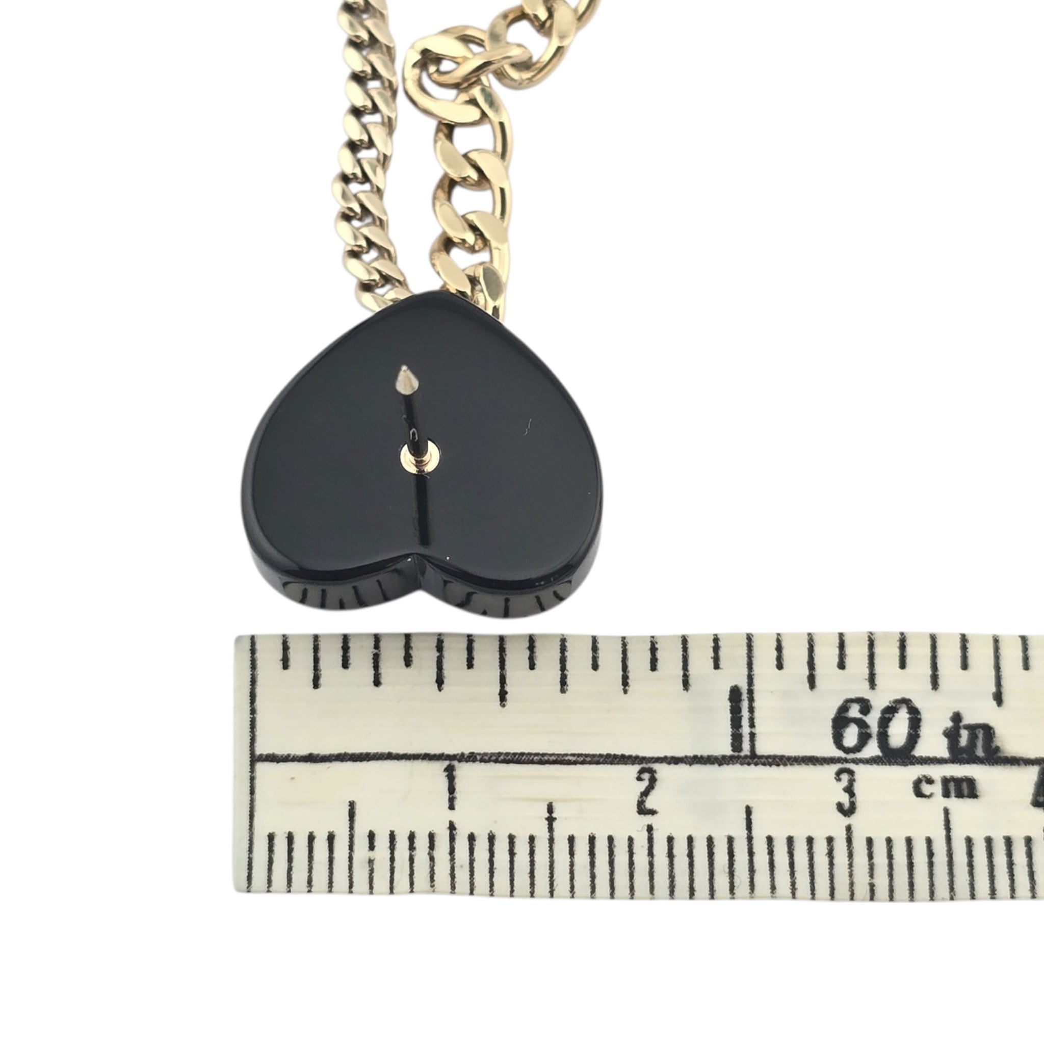 Chanel CC Black Resin Heart Chain Brooch CHANEL