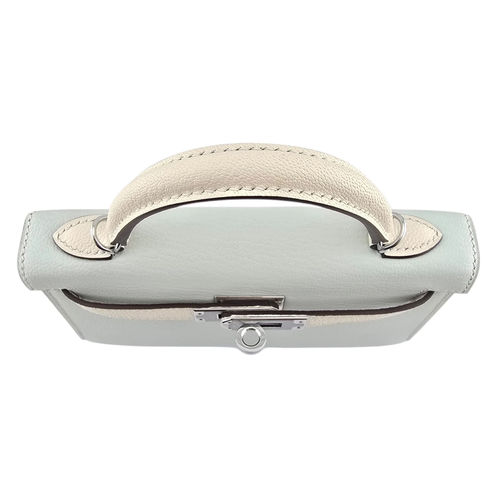 Hermes Chevre Mysore Horseshoe Mini Kelly Sellier 20 Bleu Brume Nata Bag HERMES