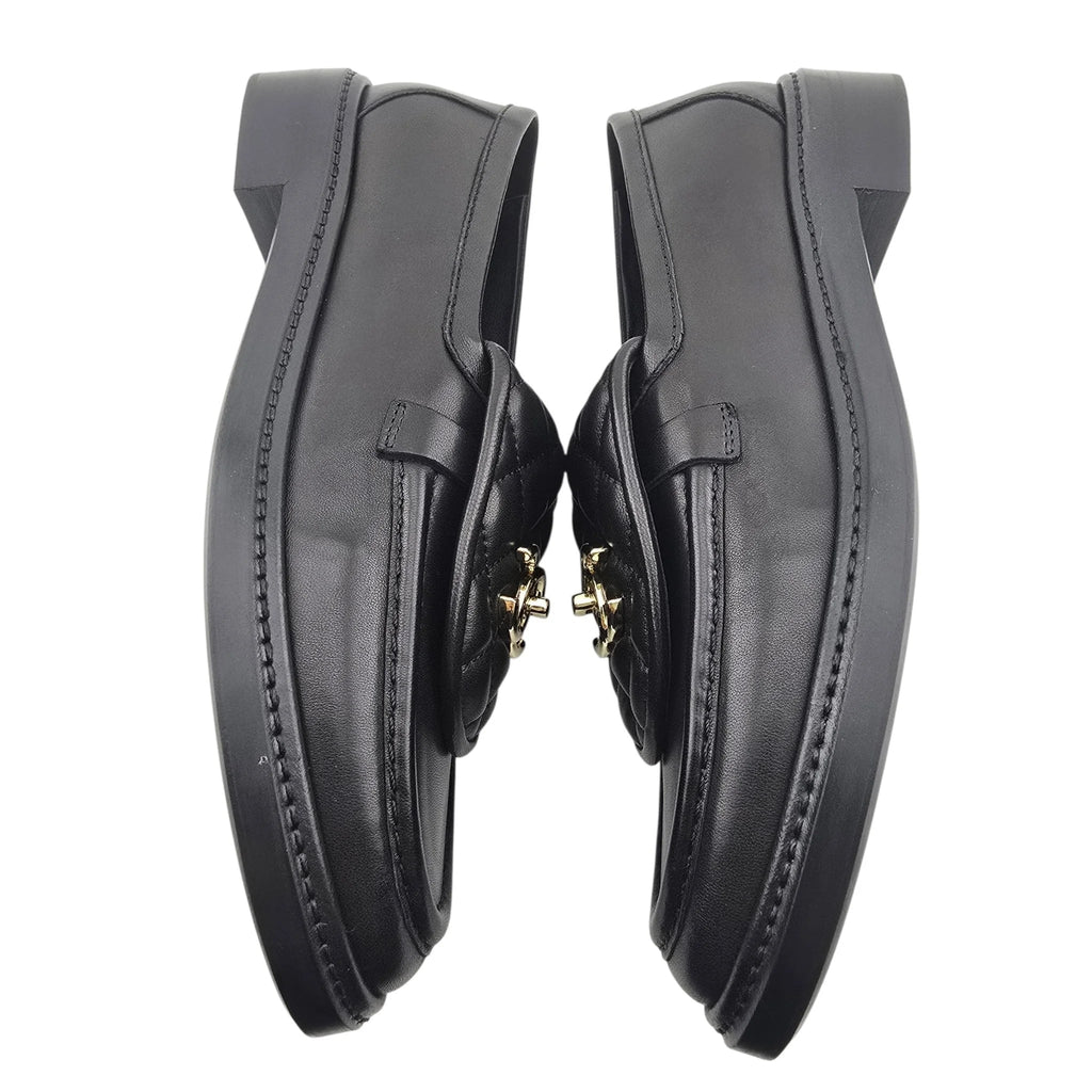 Chanel CC Lambskin Quilted Turnlock Loafers 39 Black CHANEL