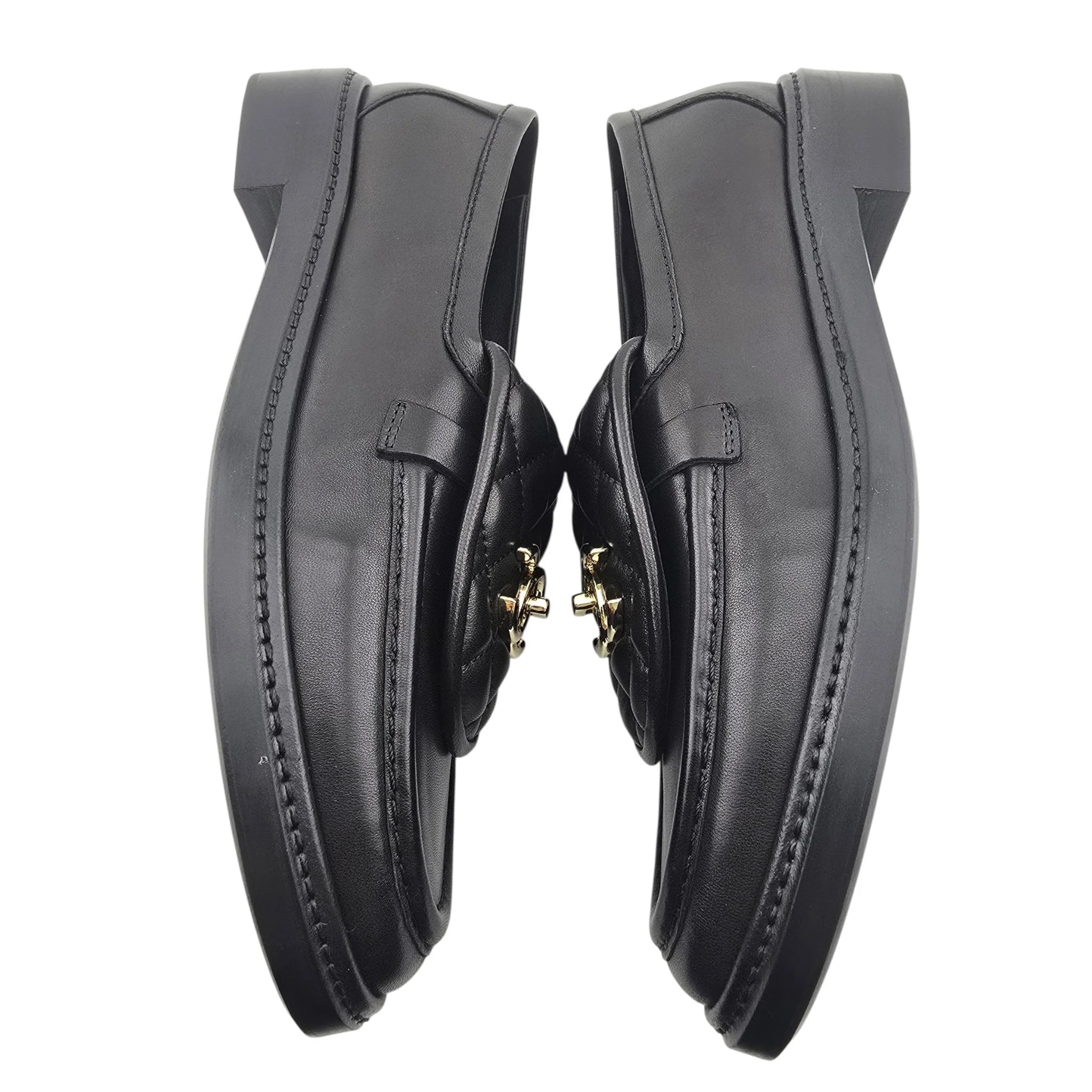 Chanel CC Lambskin Quilted Turnlock Loafers 39 Black CHANEL