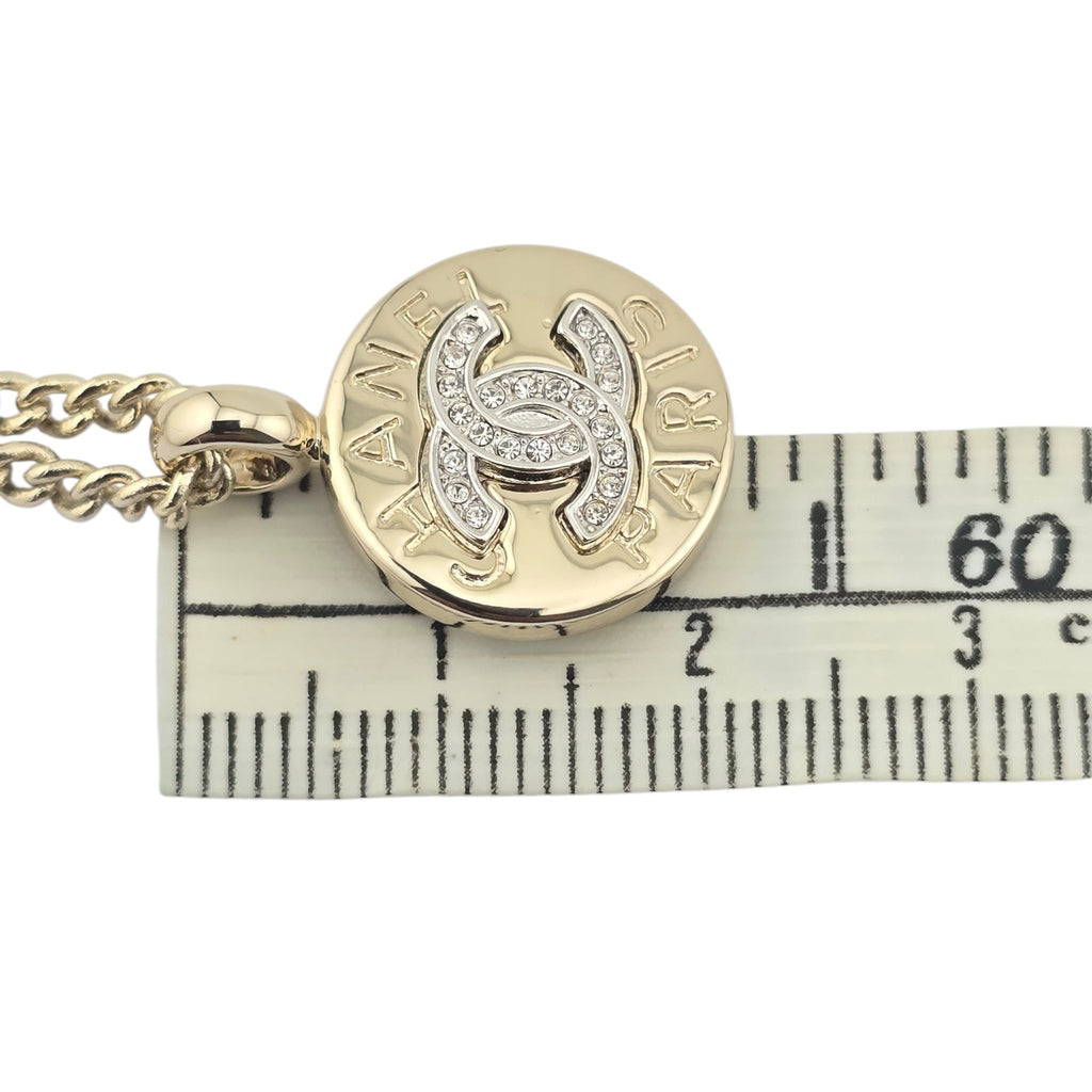 Chanel CC Round Gold Pendant Necklace 2025 CHANEL