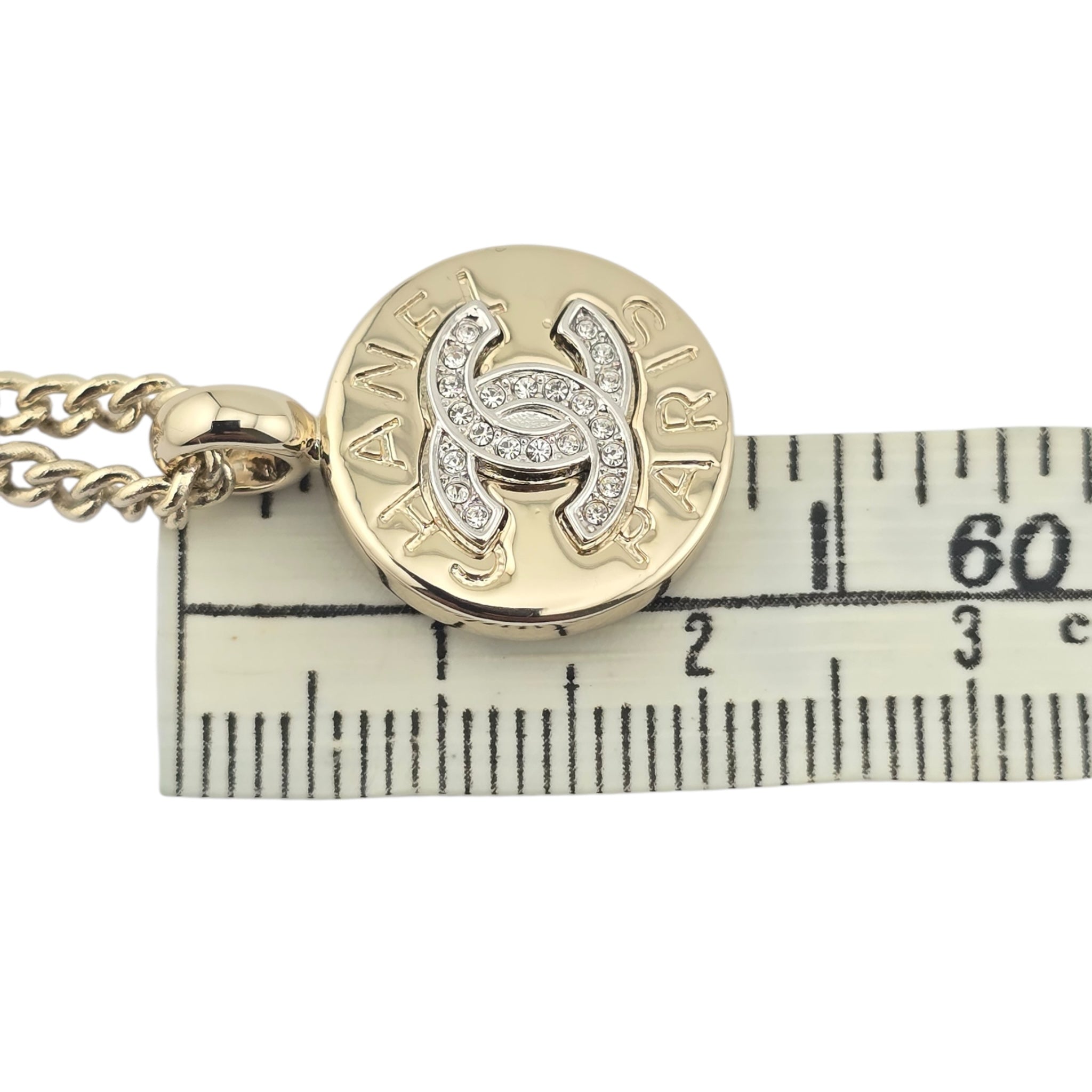 Chanel CC Round Gold Pendant Necklace 2025 CHANEL