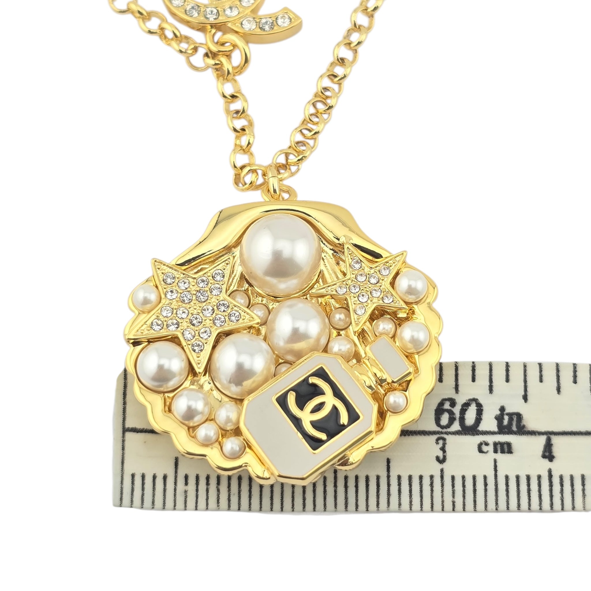 Chanel CC Shell Pendant Gold Necklace 2025 CHANEL
