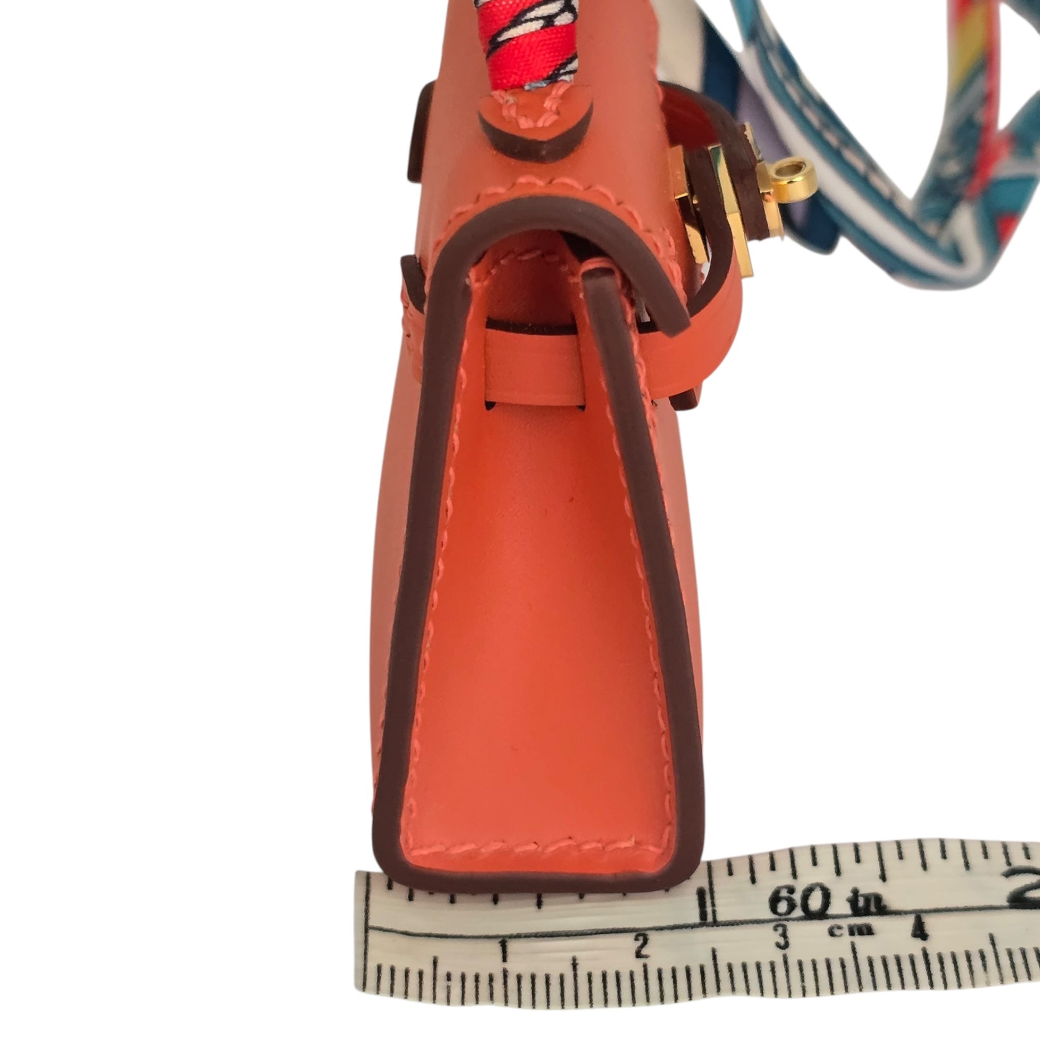 Hermes Tadelakt Mini Kelly Twilly Bag Charm Capucine HERMES