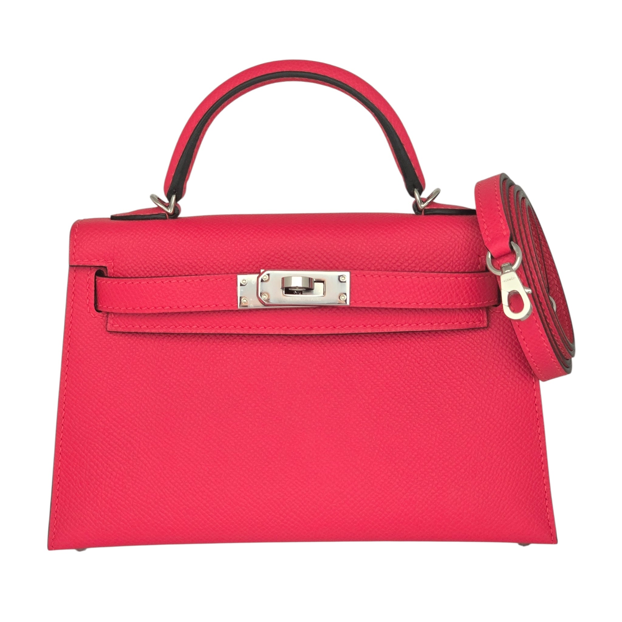 Hermes Mini Kelly II Epsom Rose Extreme Palladium