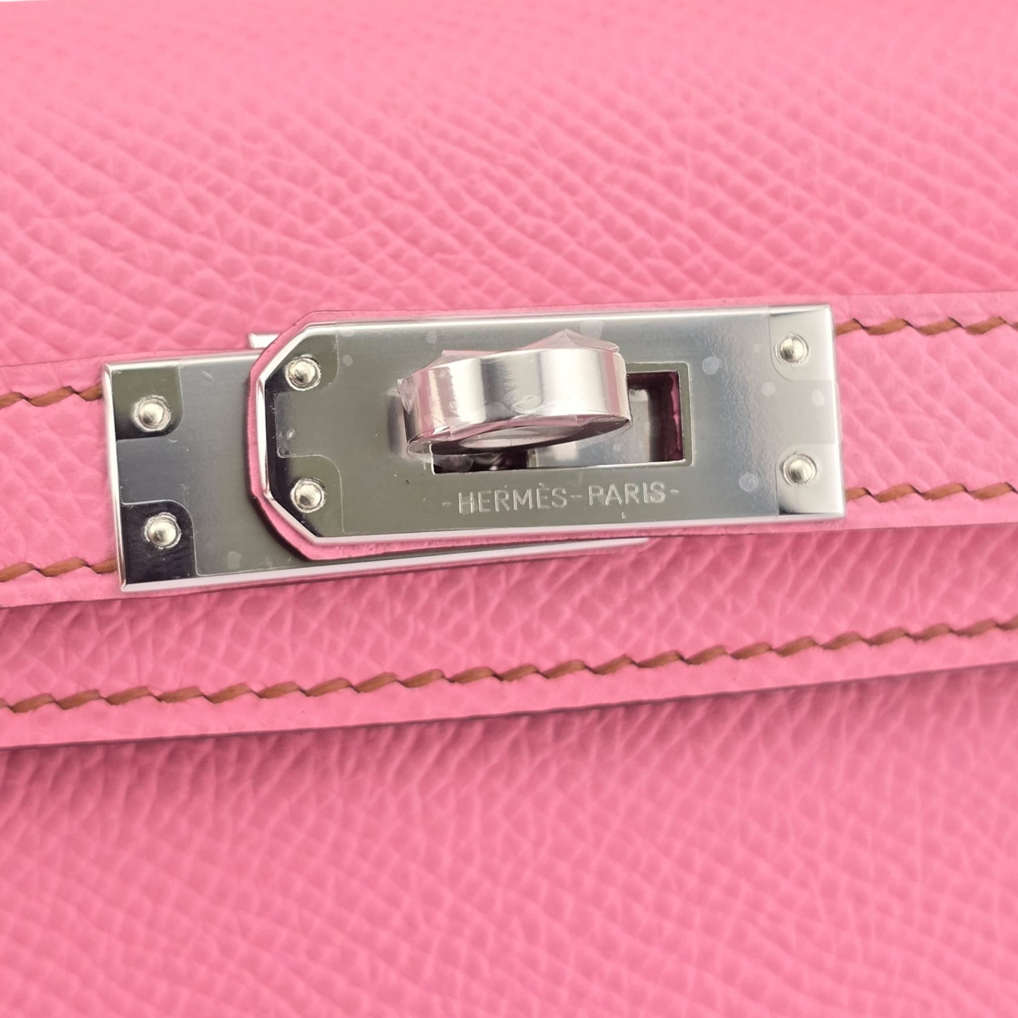 Hermes Mini Kelly II Epsom 5P Bubblegum Pink Palladium Hardware Bag