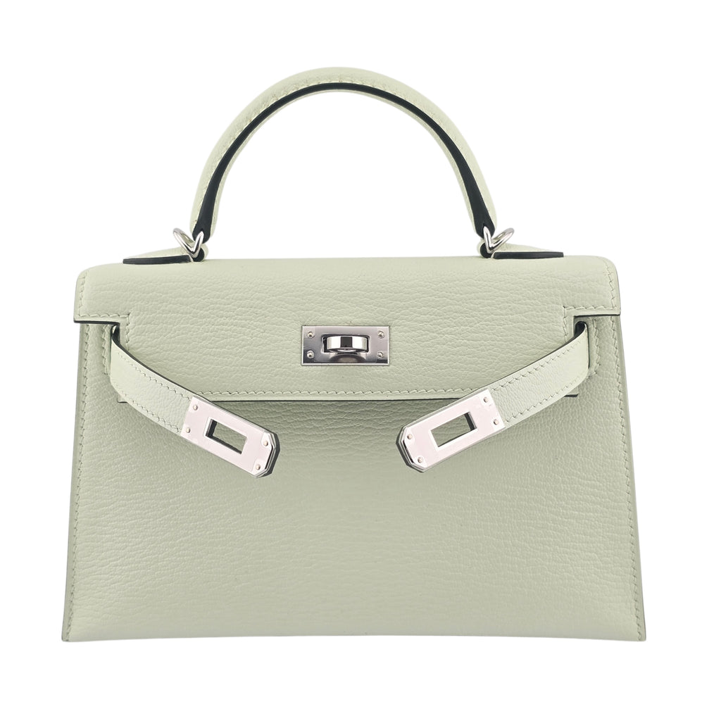 Hermes Mini Kelly II Vert Fizz Chevre Palladium Hardware Bag