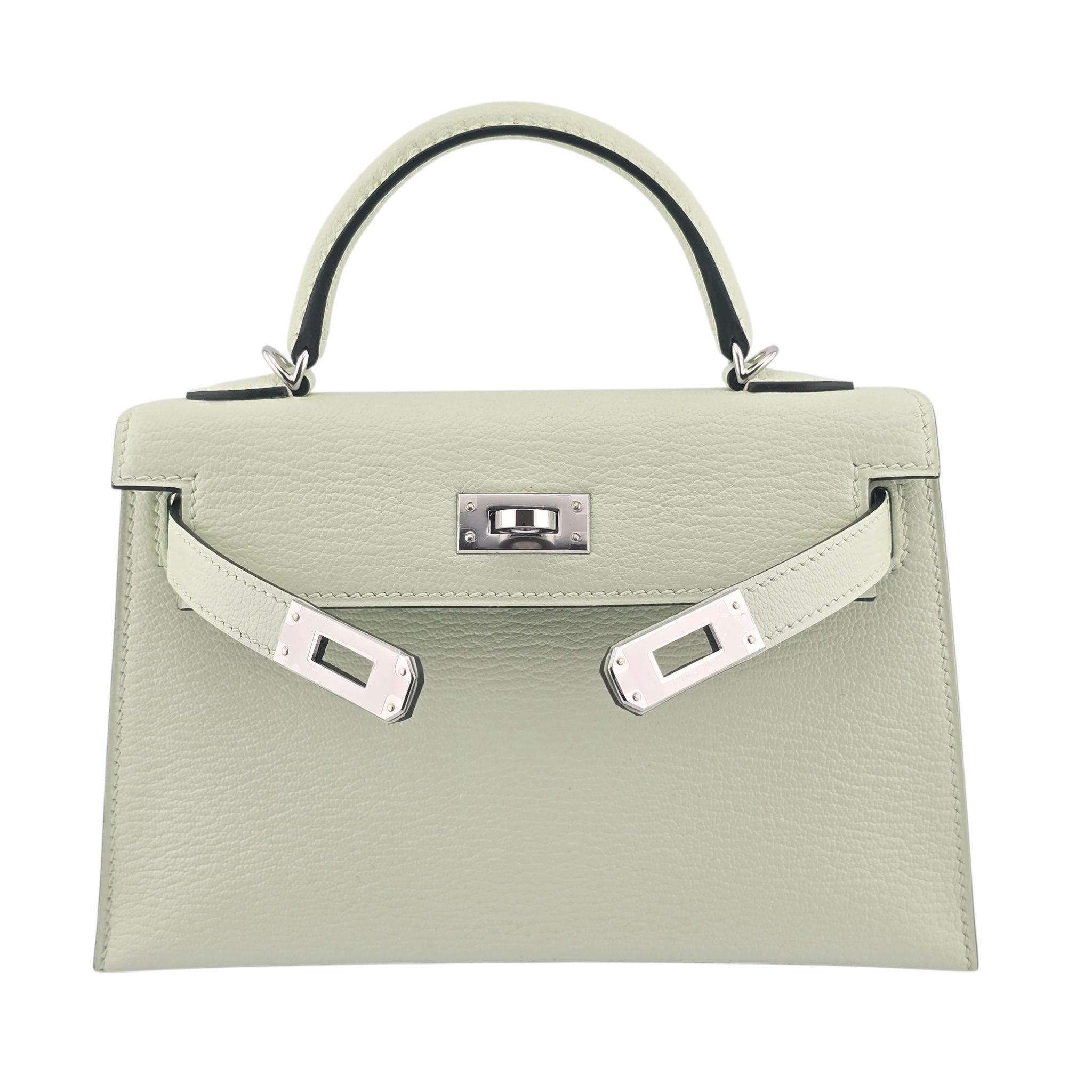 Hermes Mini Kelly II Vert Fizz Chevre Palladium Hardware Bag